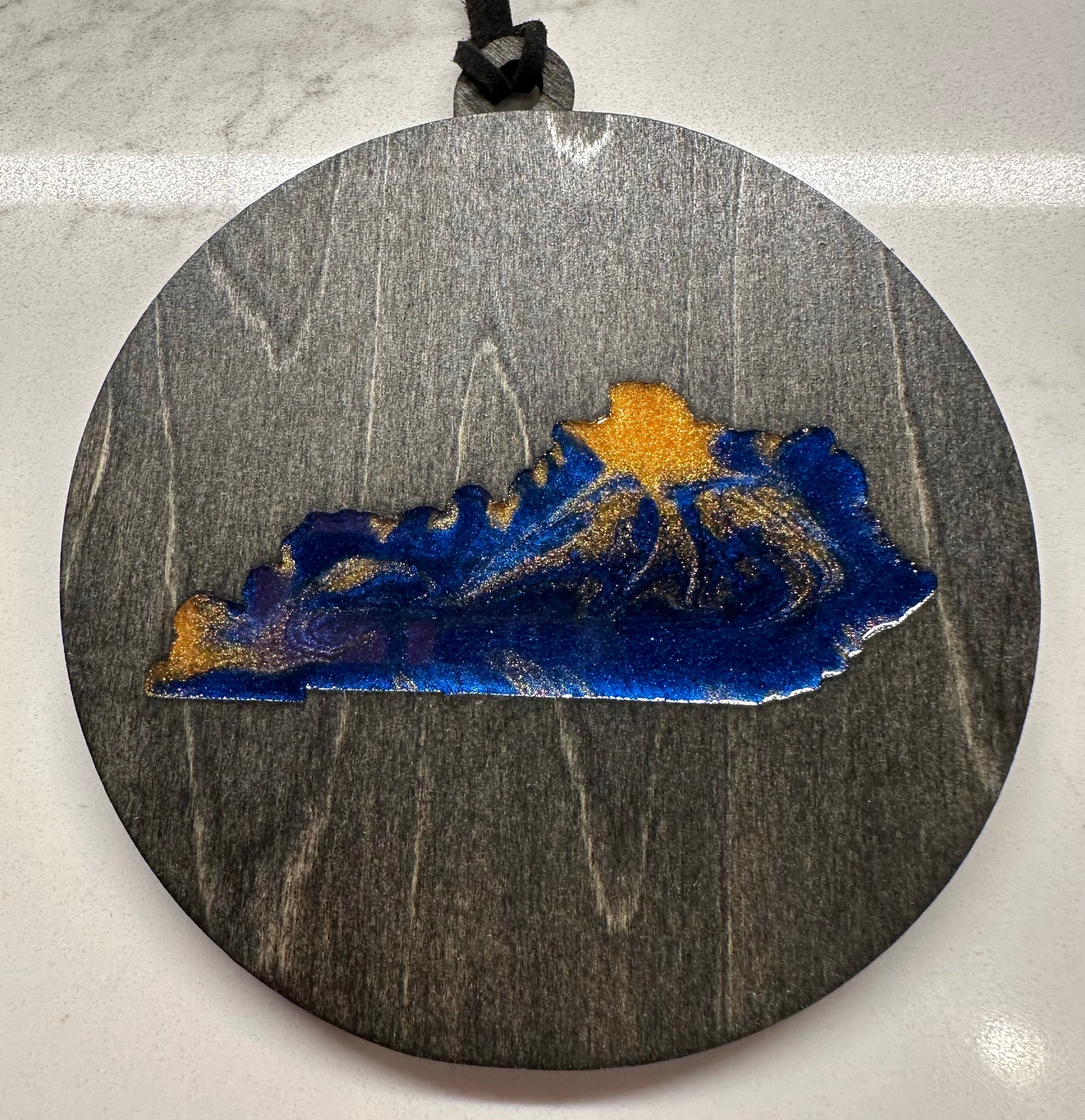 Handmade Wood and Resin Kentucky Ornament