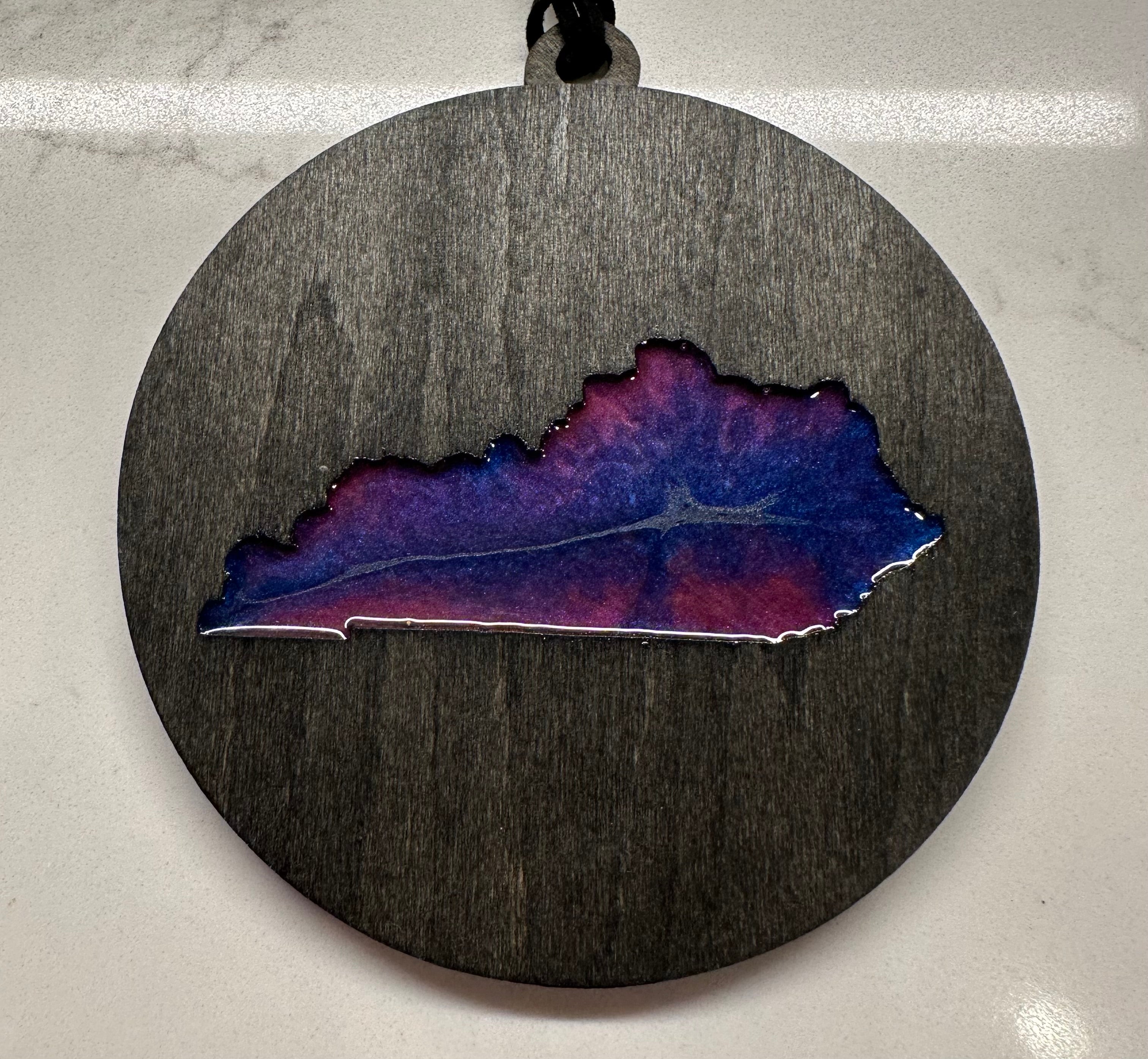 Handmade Wood and Resin Kentucky Ornament