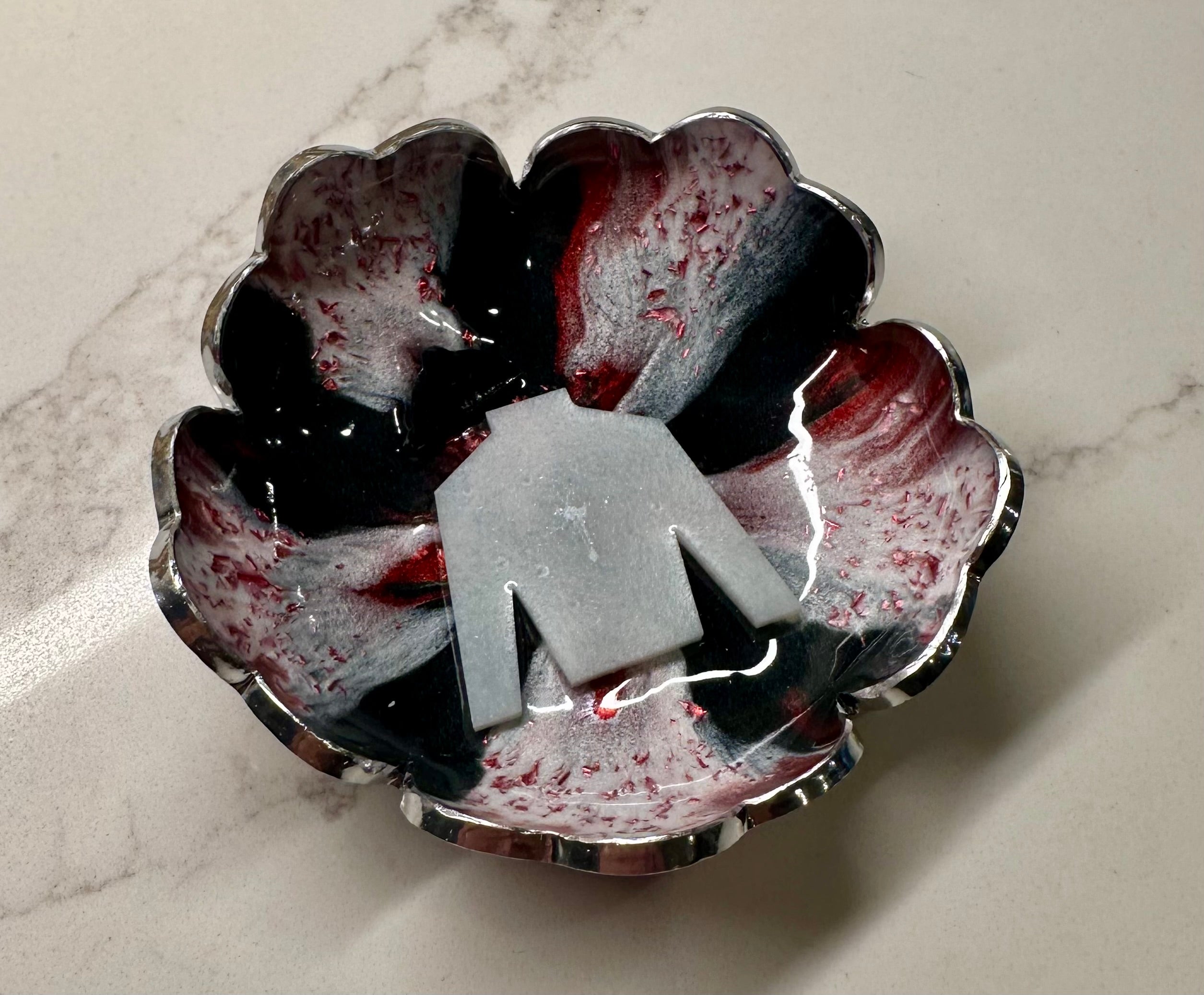 Small ResinFlower Bowl -Trimmed in Gold, Bronze, or Silver