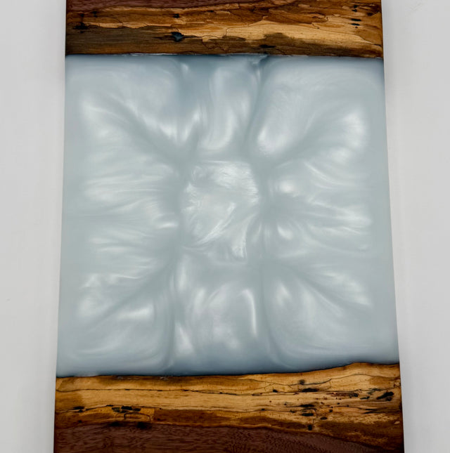 Handcrafted Pearlescent Epoxy Resin & Black Walnut Small Charcuterie Board | Cheese & Appetizer Platter