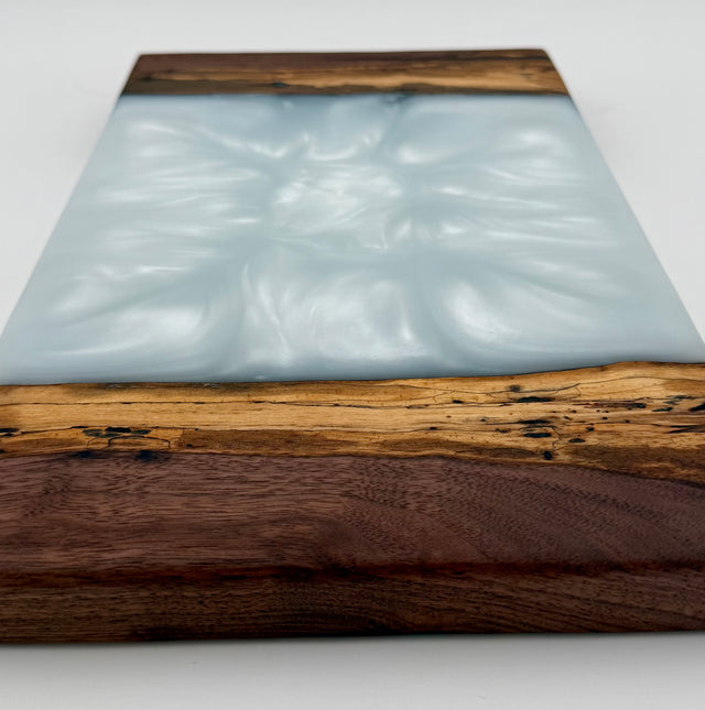 Handcrafted Pearlescent Epoxy Resin & Black Walnut Small Charcuterie Board | Cheese & Appetizer Platter