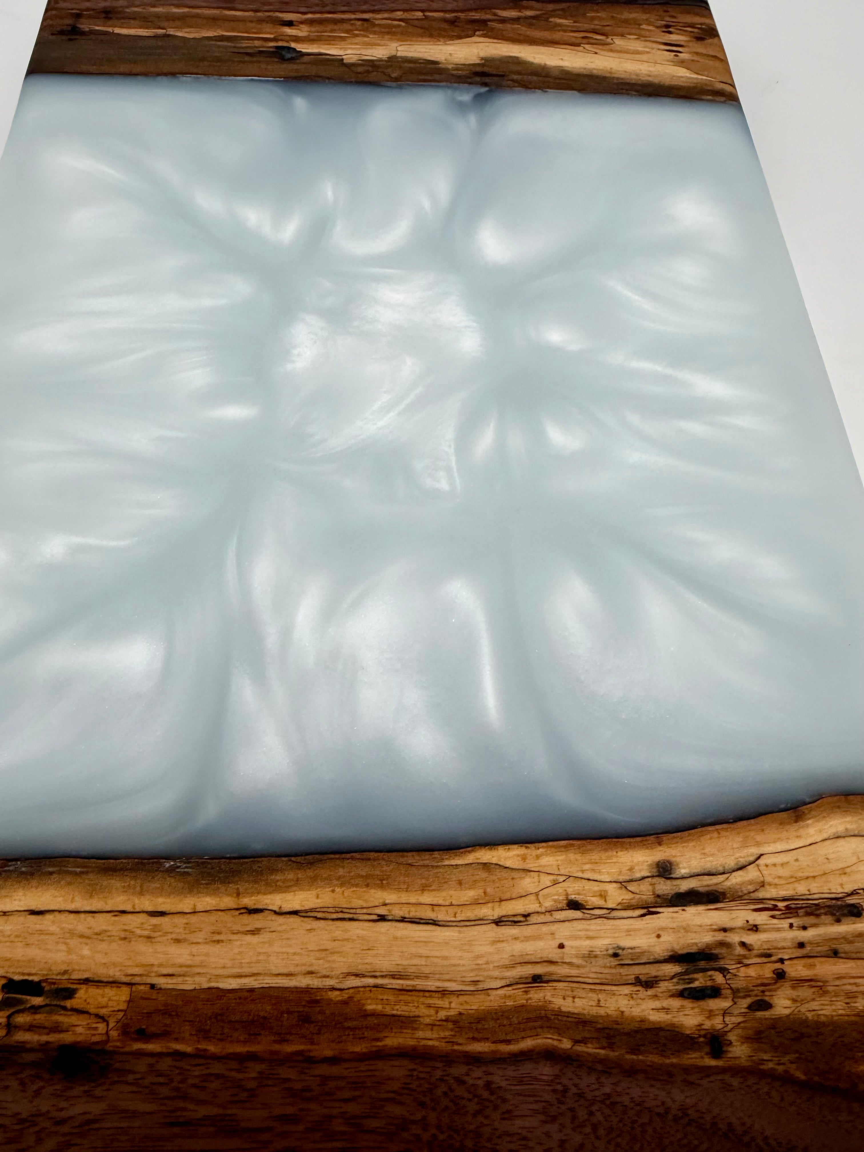 Handcrafted Pearlescent Epoxy Resin & Wood Small Charcuterie Board | Cheese & Appetizer Platter