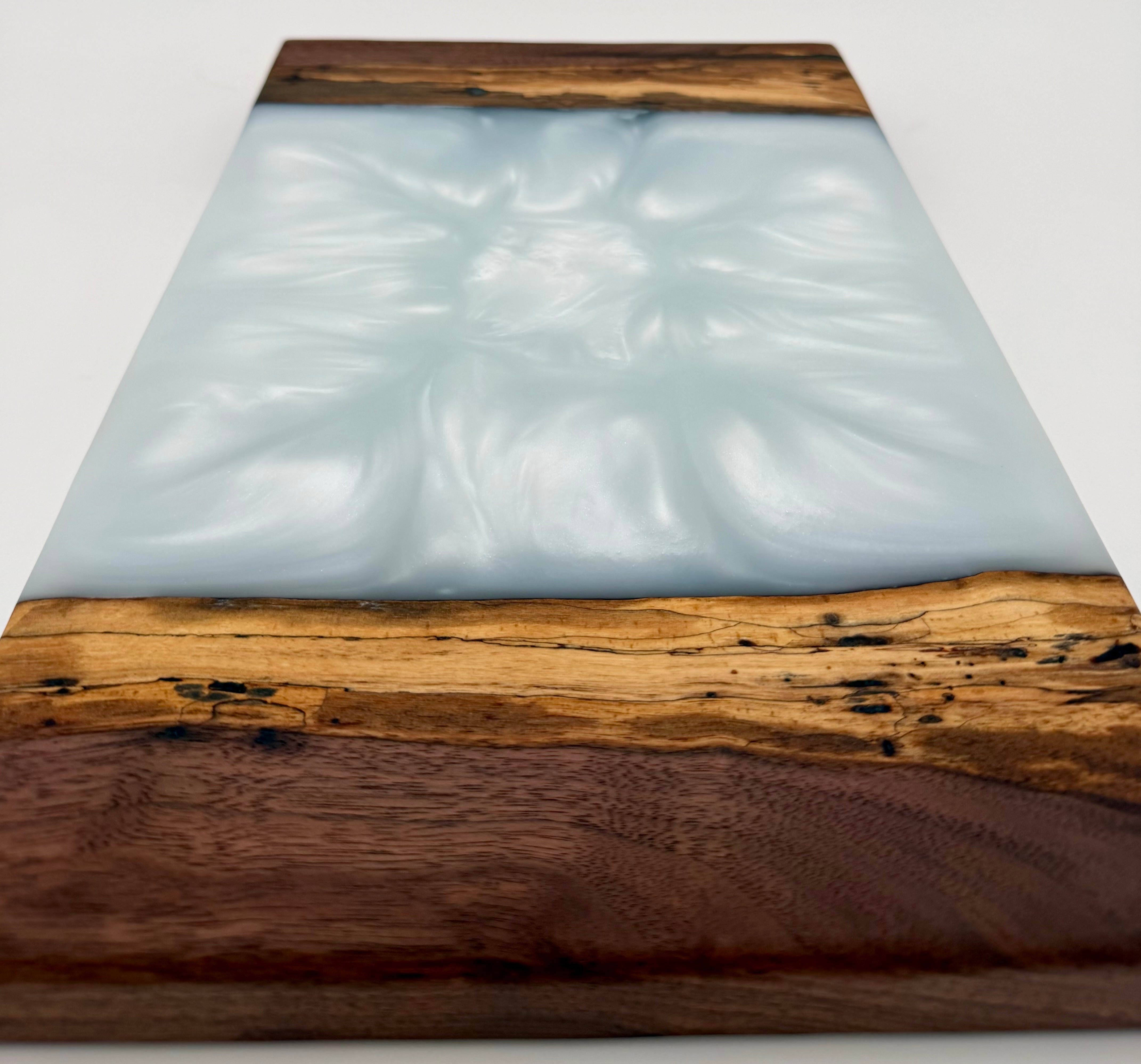 Handcrafted Pearlescent Epoxy Resin & Wood Small Charcuterie Board | Cheese & Appetizer Platter