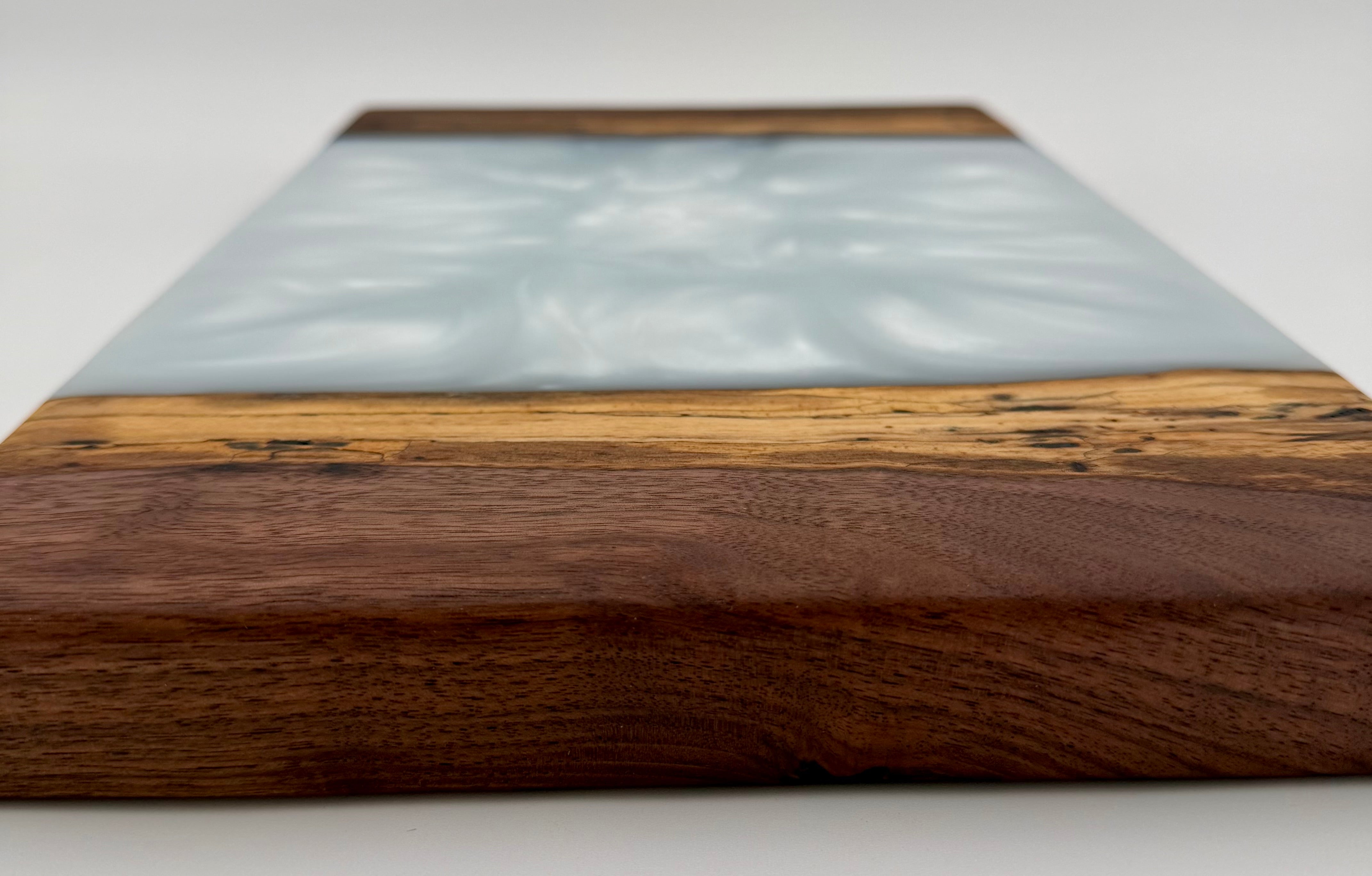 Handcrafted Pearlescent Epoxy Resin & Wood Small Charcuterie Board | Cheese & Appetizer Platter