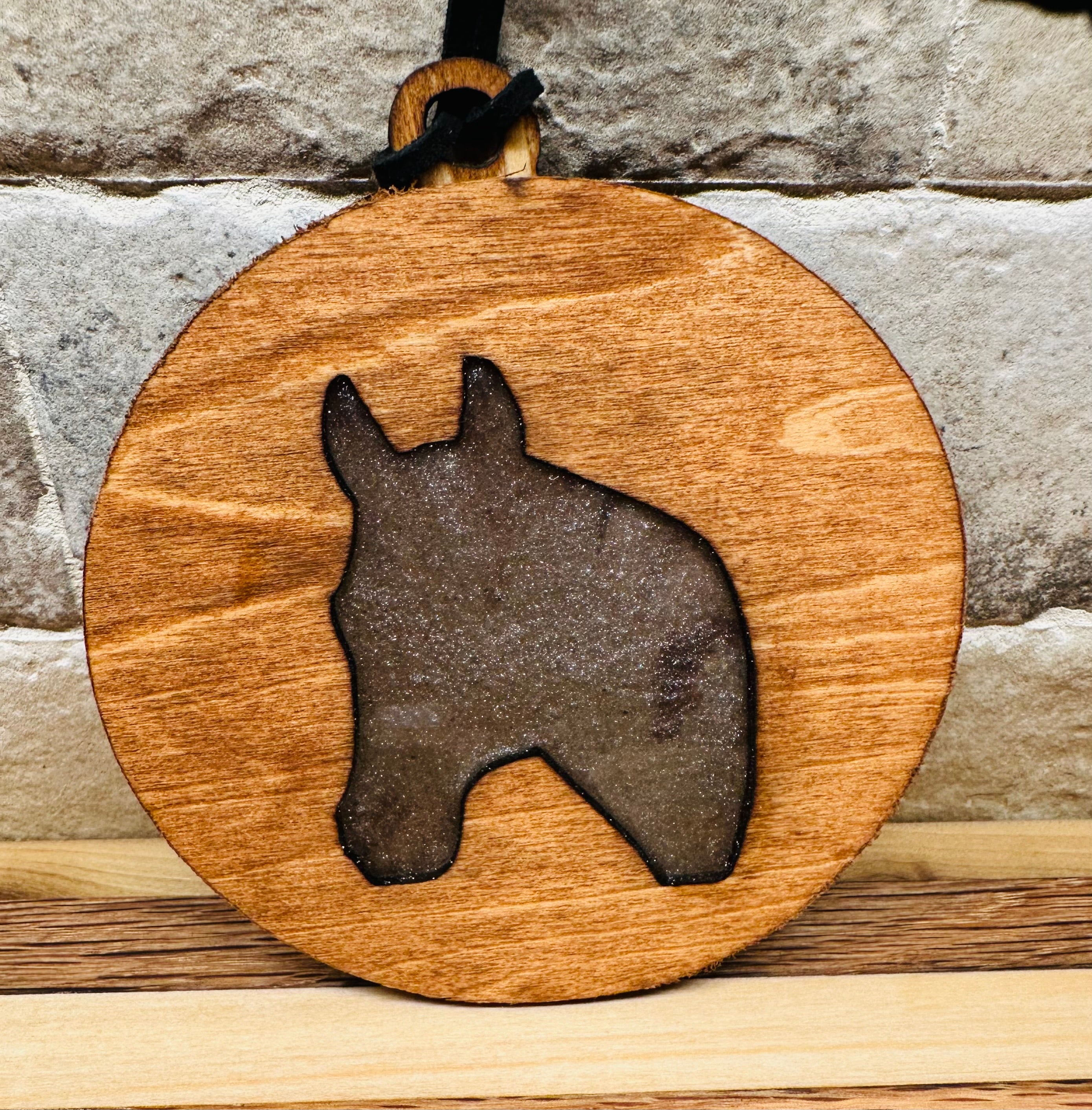 Handcrafted Wood and Resin Horse Head Ornament