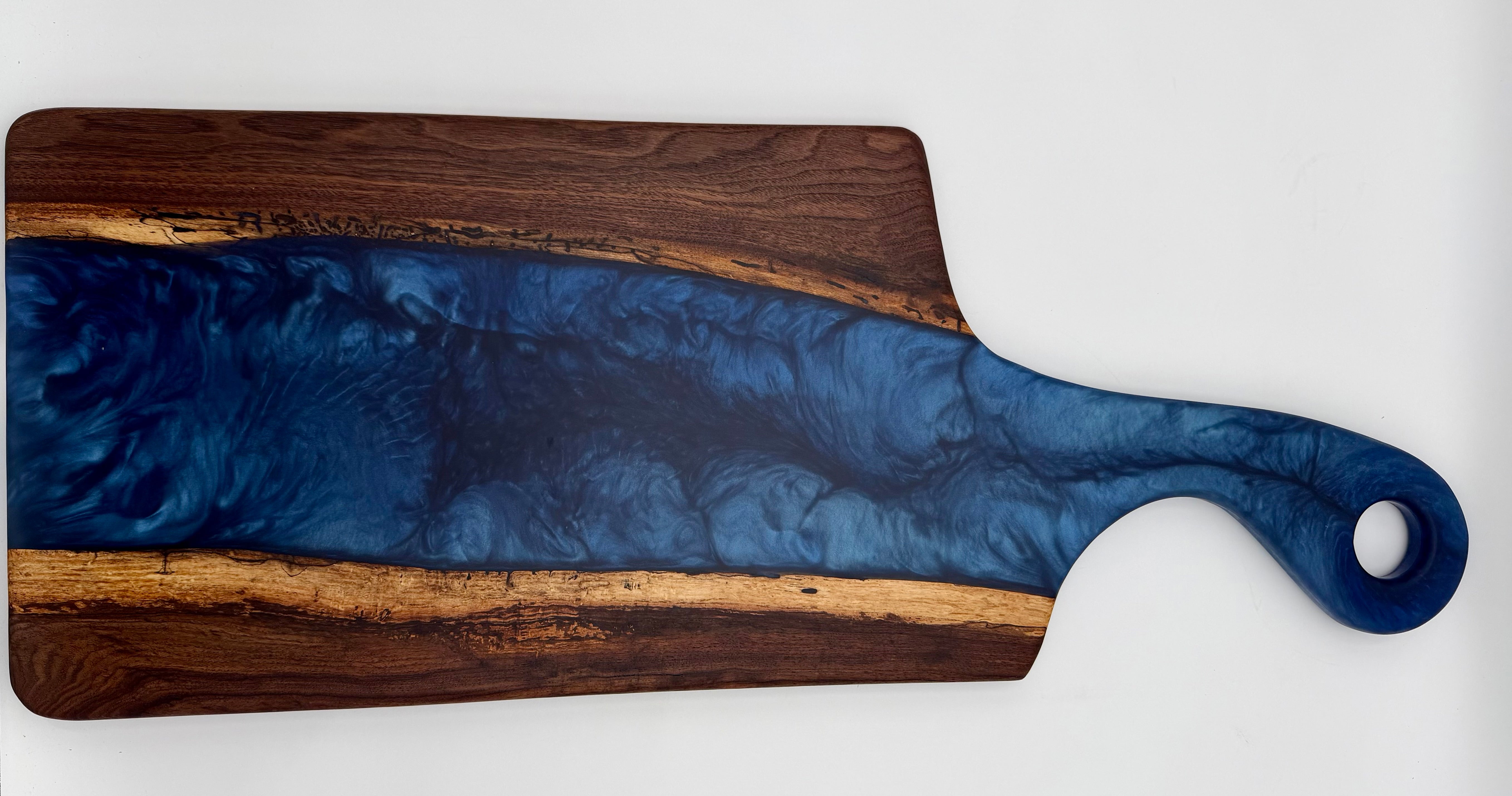 Handcrafted Epoxy Resin & Black Walnut Charcuterie Paddle Board | Serving & Cheese Board