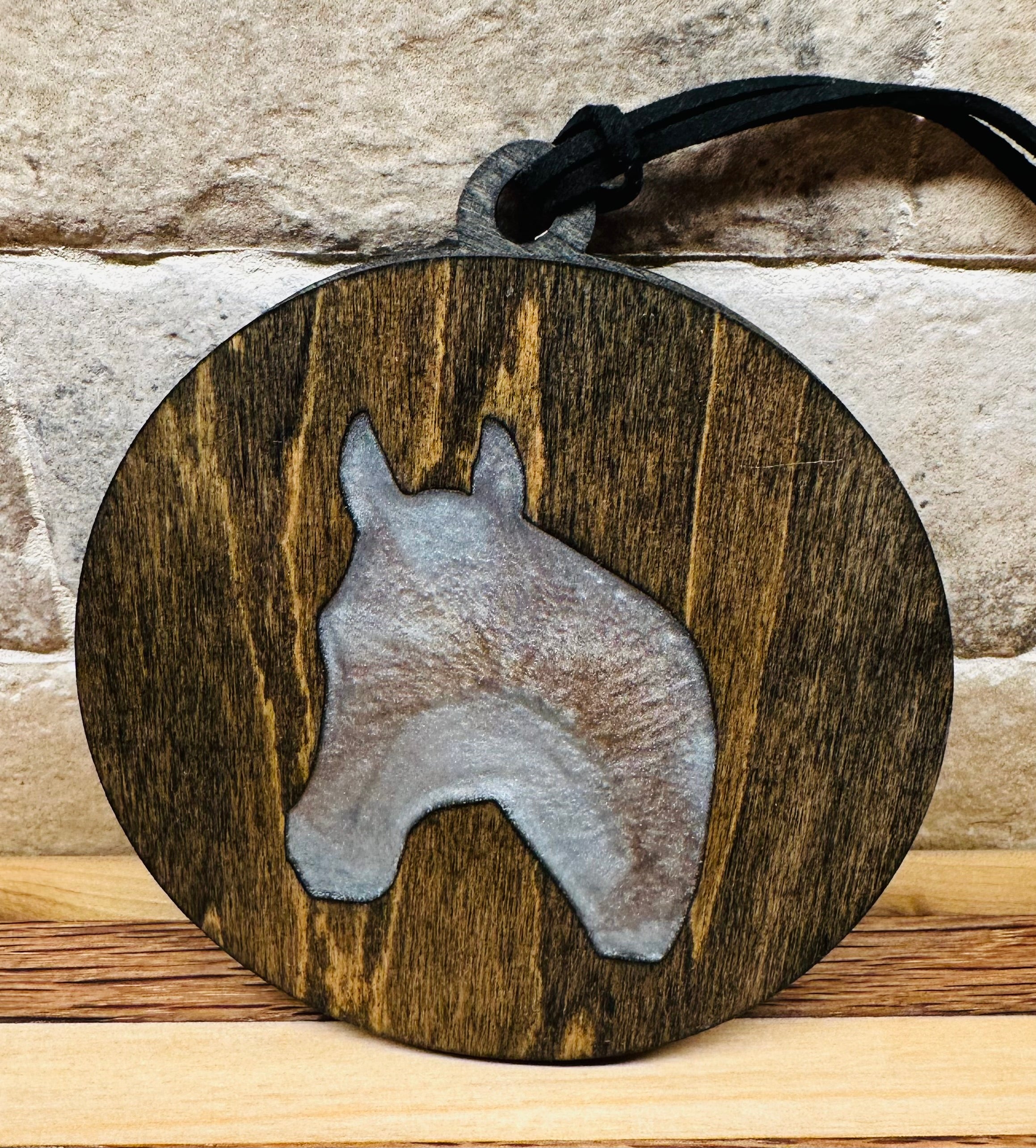 Handcrafted Wood and Resin Horse Head Ornament