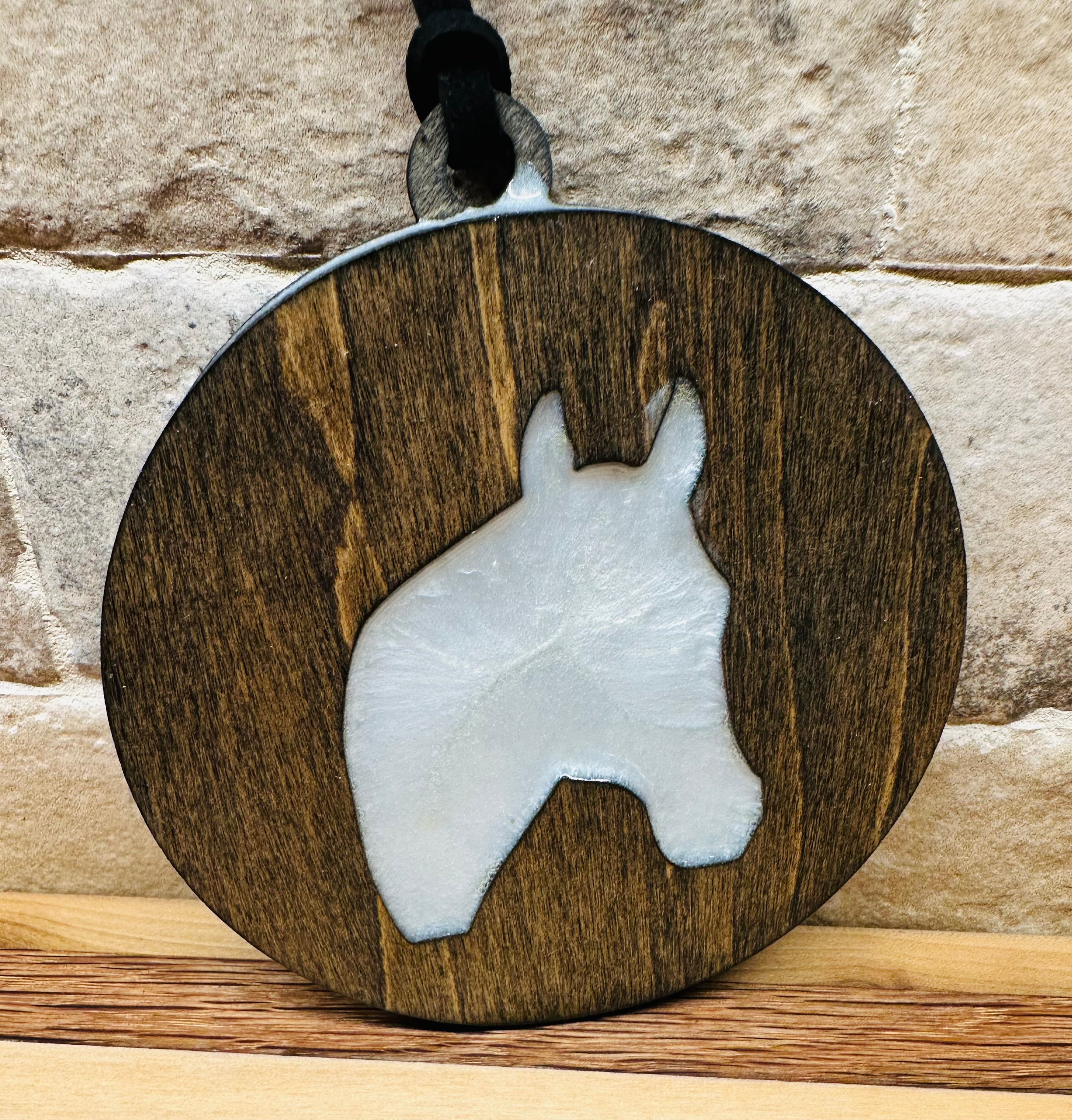 Handcrafted Wood and Resin Horse Head Ornament