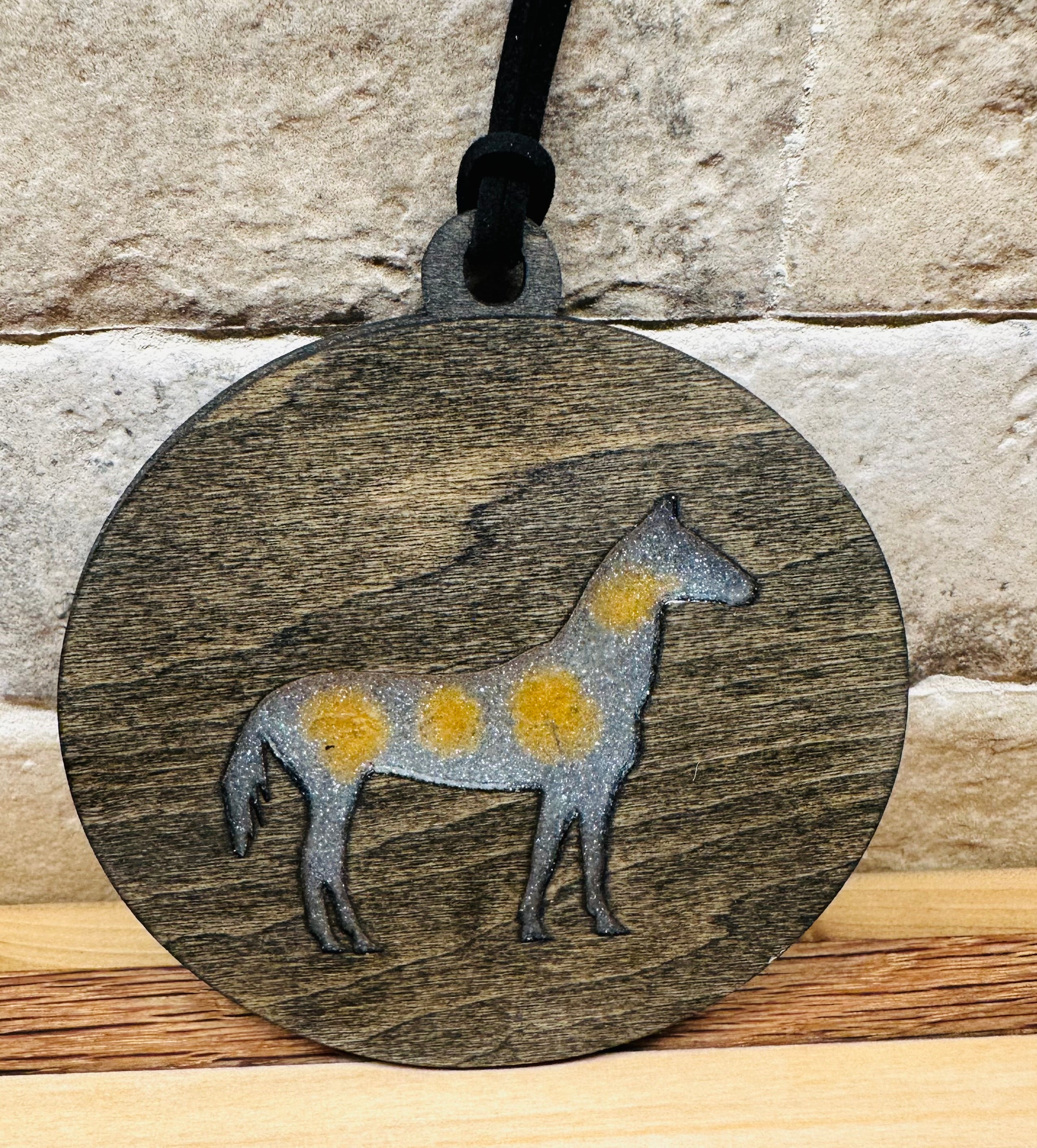 Handcrafted Wood and Resin Standing Horse Ornament