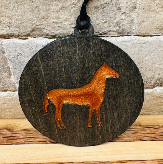 Handcrafted Wood and Resin Standing Horse Ornament