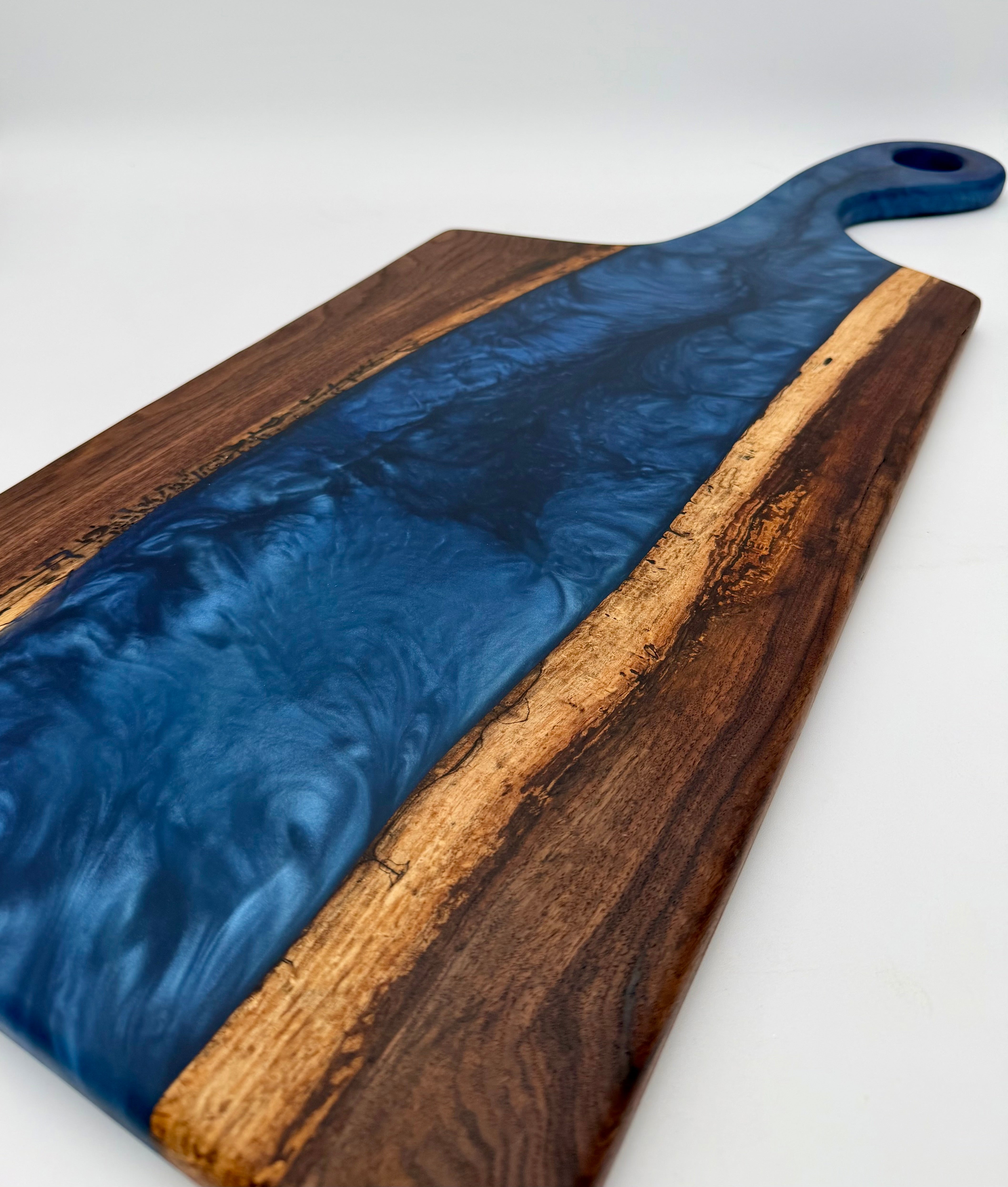 Handcrafted Epoxy Resin & Black Walnut Charcuterie Paddle Board | Serving & Cheese Board