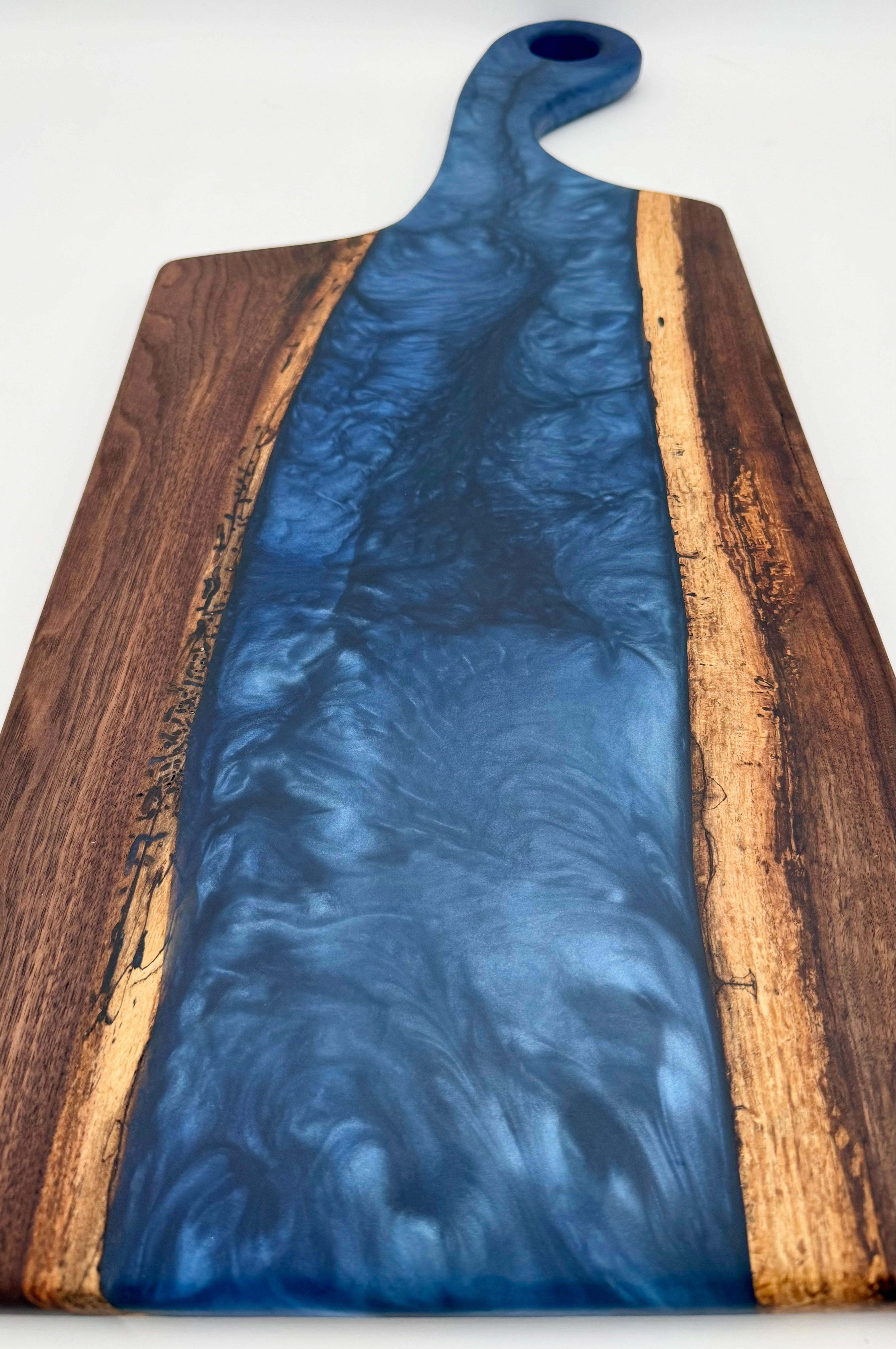 Handcrafted Epoxy Resin & Black Walnut Charcuterie Paddle Board | Serving & Cheese Board
