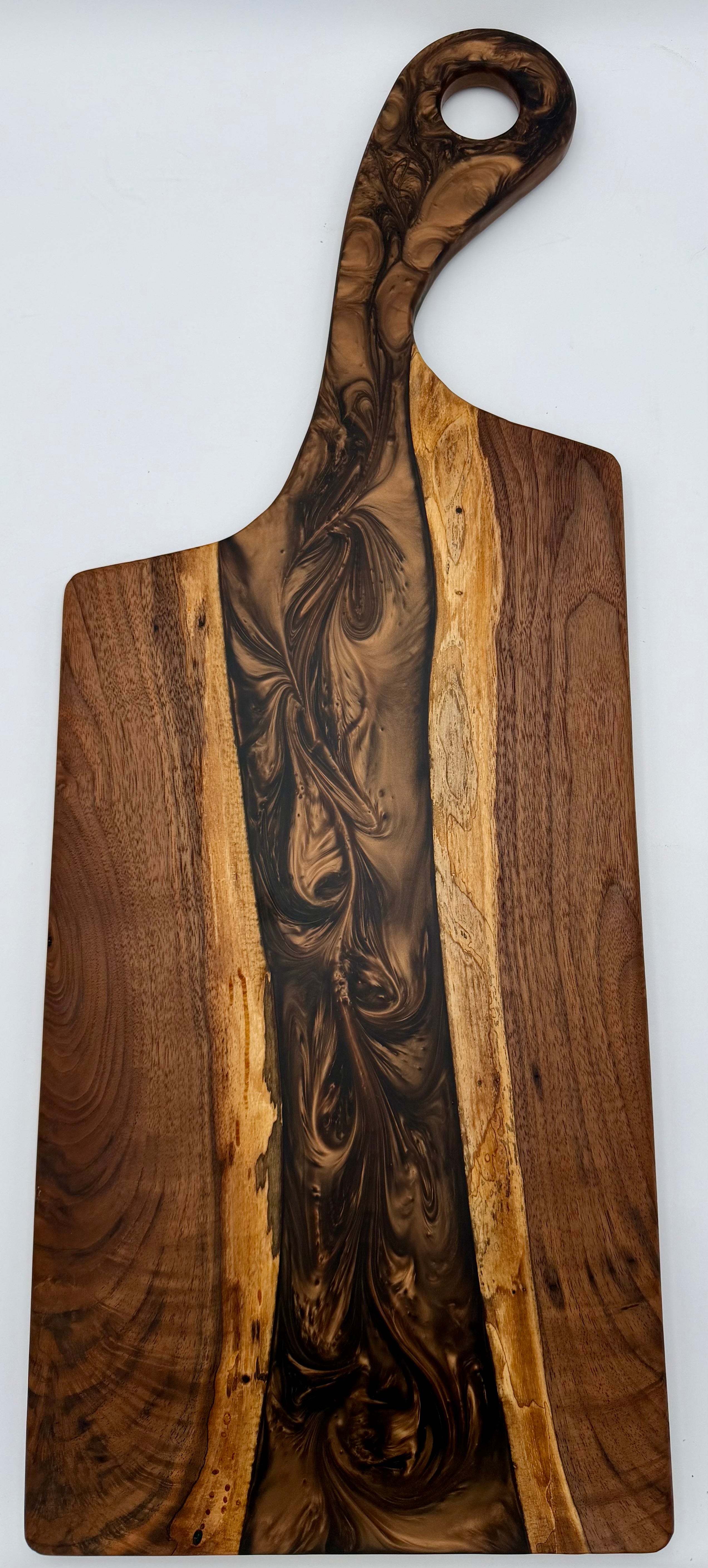 Handcrafted Epoxy Resin & Black Walnut Charcuterie Paddle Board | Serving & Cheese Board