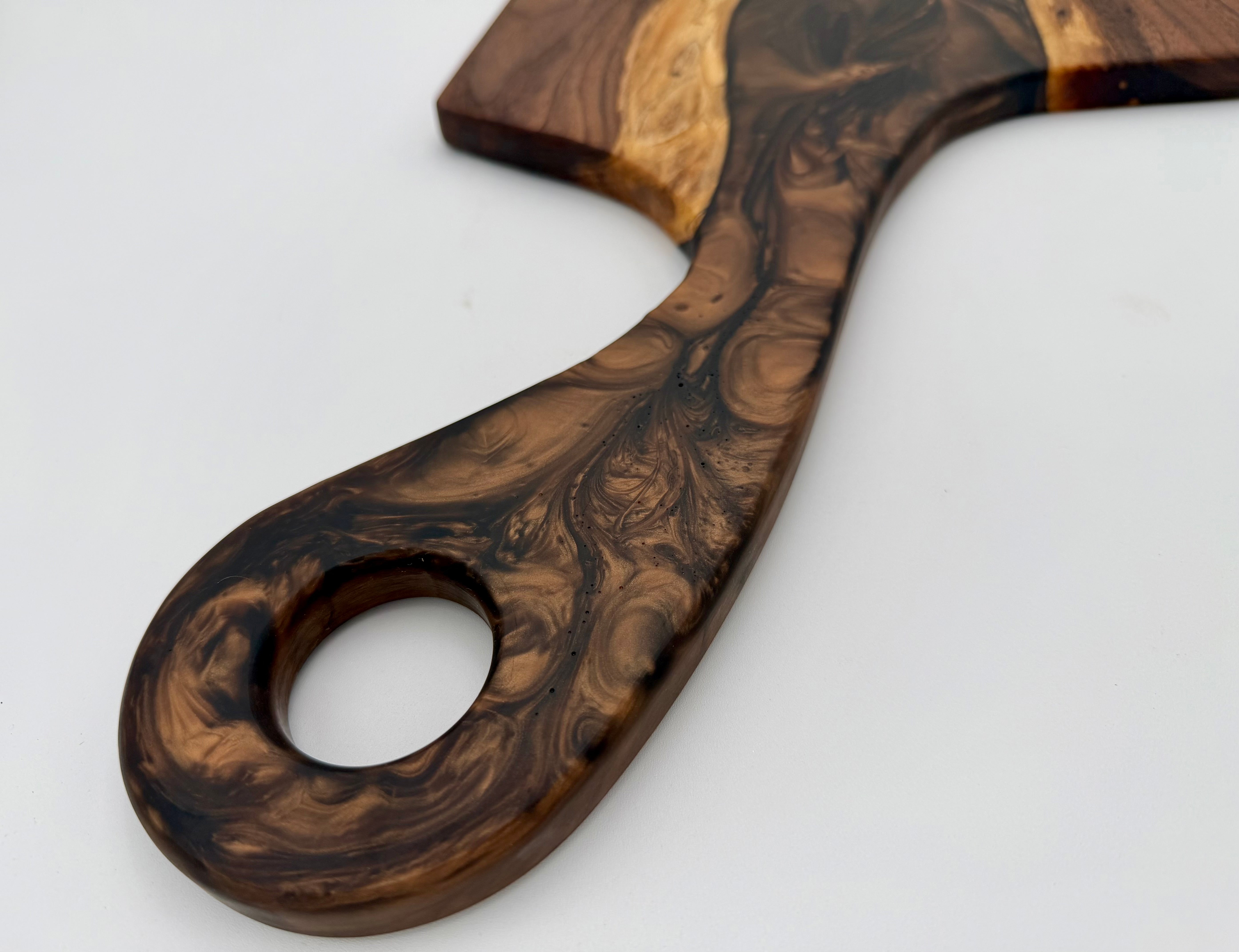 Handcrafted Epoxy Resin & Black Walnut Charcuterie Paddle Board | Serving & Cheese Board