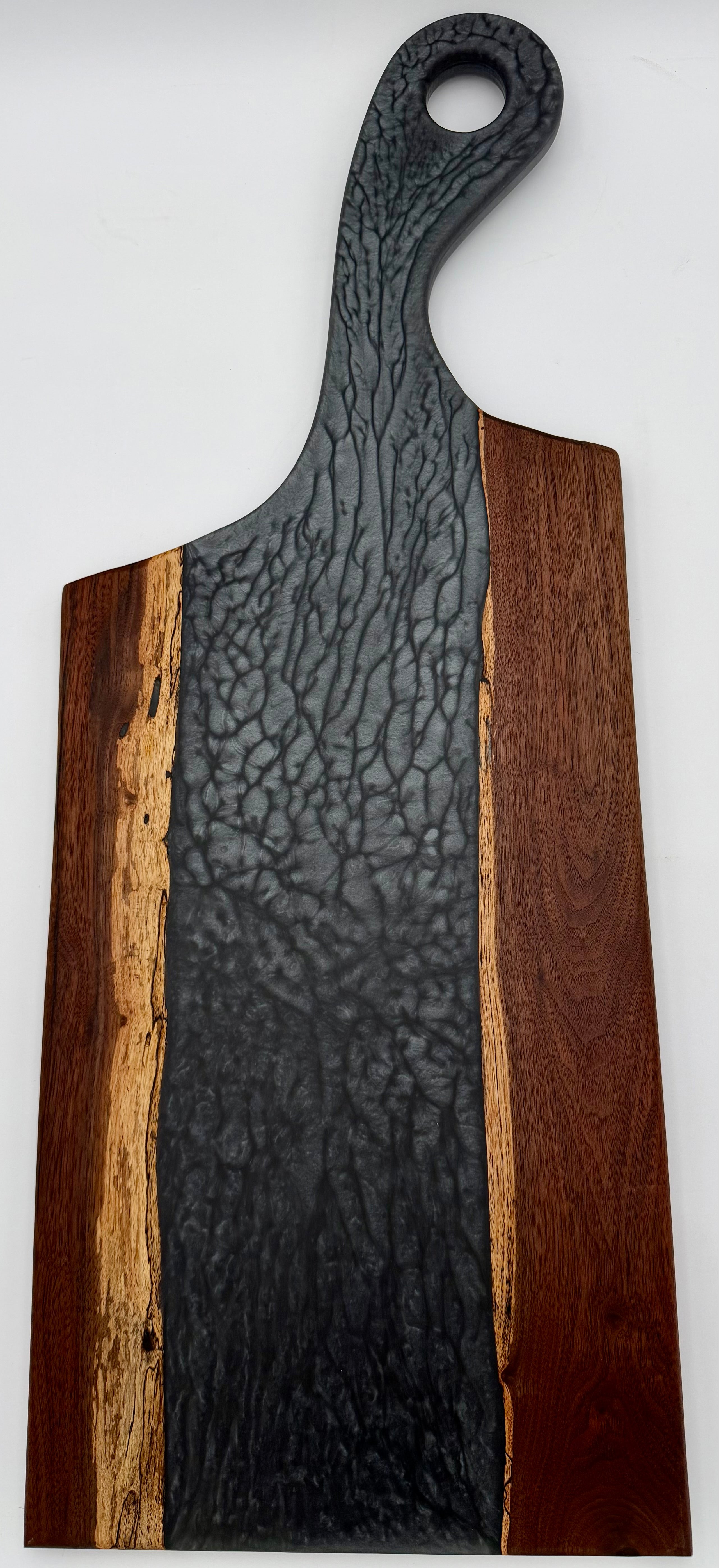 Handcrafted Epoxy Resin & Black Walnut Charcuterie Paddle Board | Serving & Cheese Board
