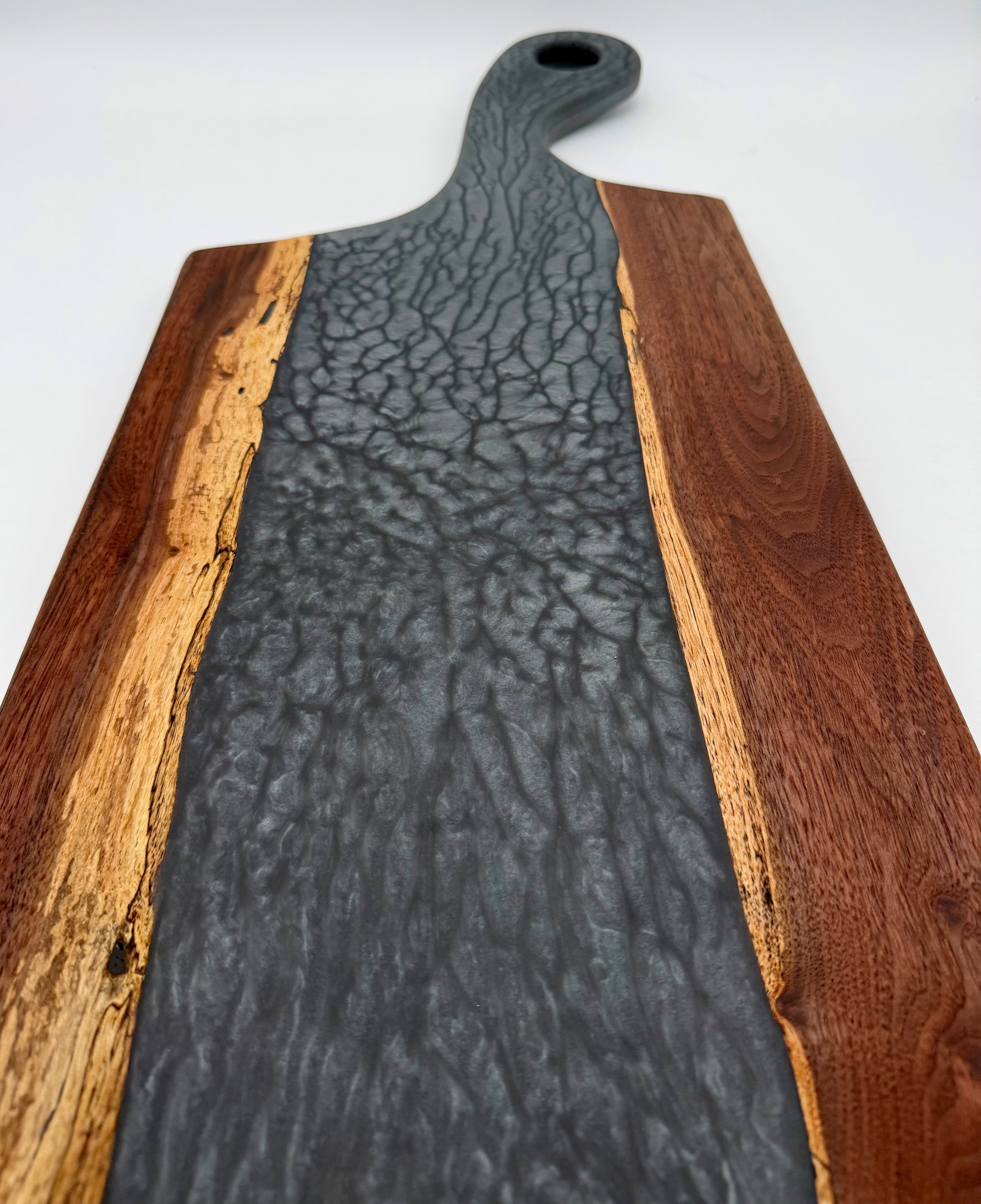 Handcrafted Epoxy Resin & Black Walnut Charcuterie Paddle Board | Serving & Cheese Board