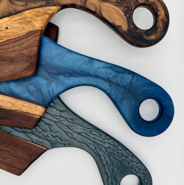 Handcrafted Epoxy Resin & Wood Charcuterie Paddle Board | Serving & Cheese Board