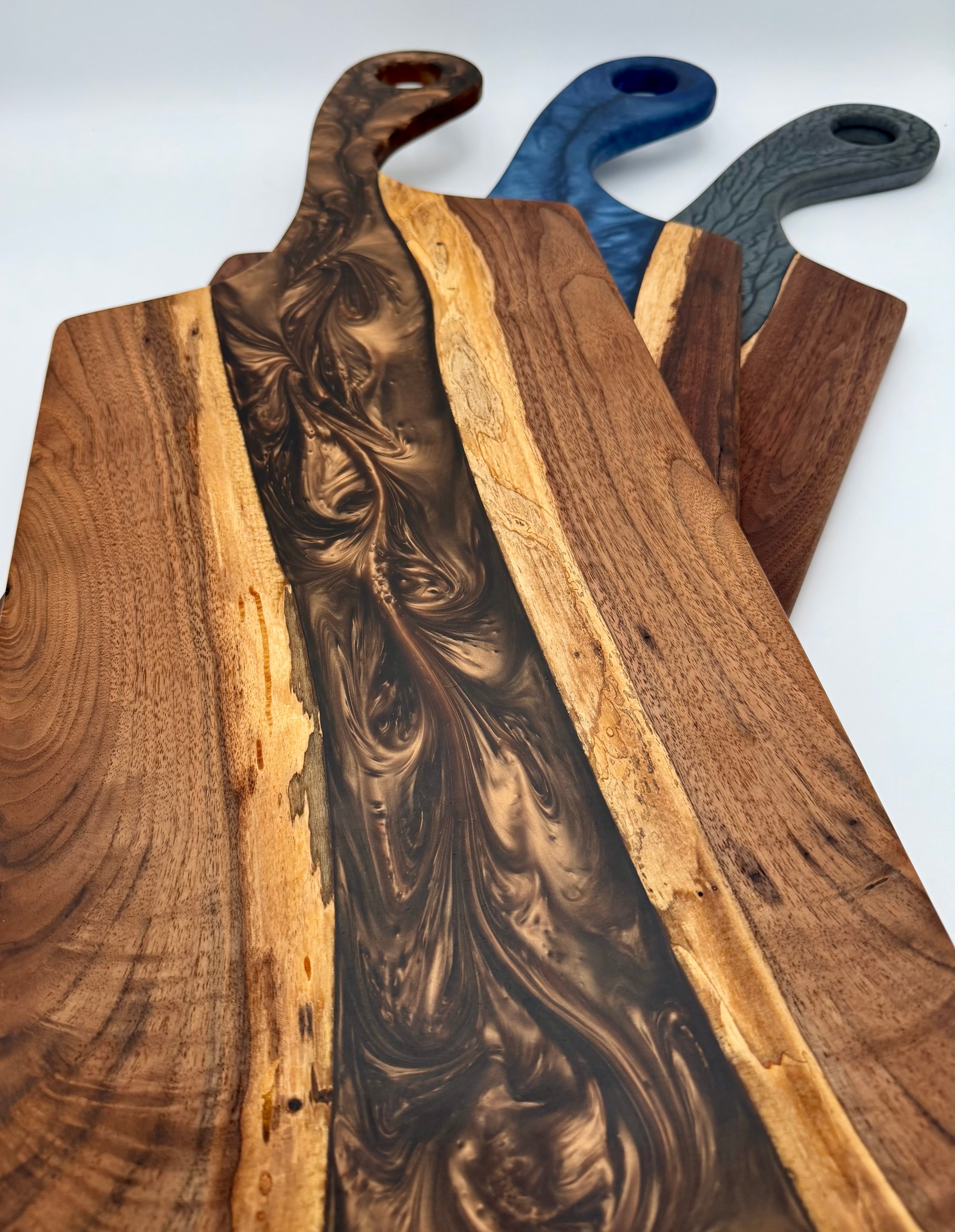 Handcrafted Epoxy Resin & Black Walnut Charcuterie Paddle Board | Serving & Cheese Board