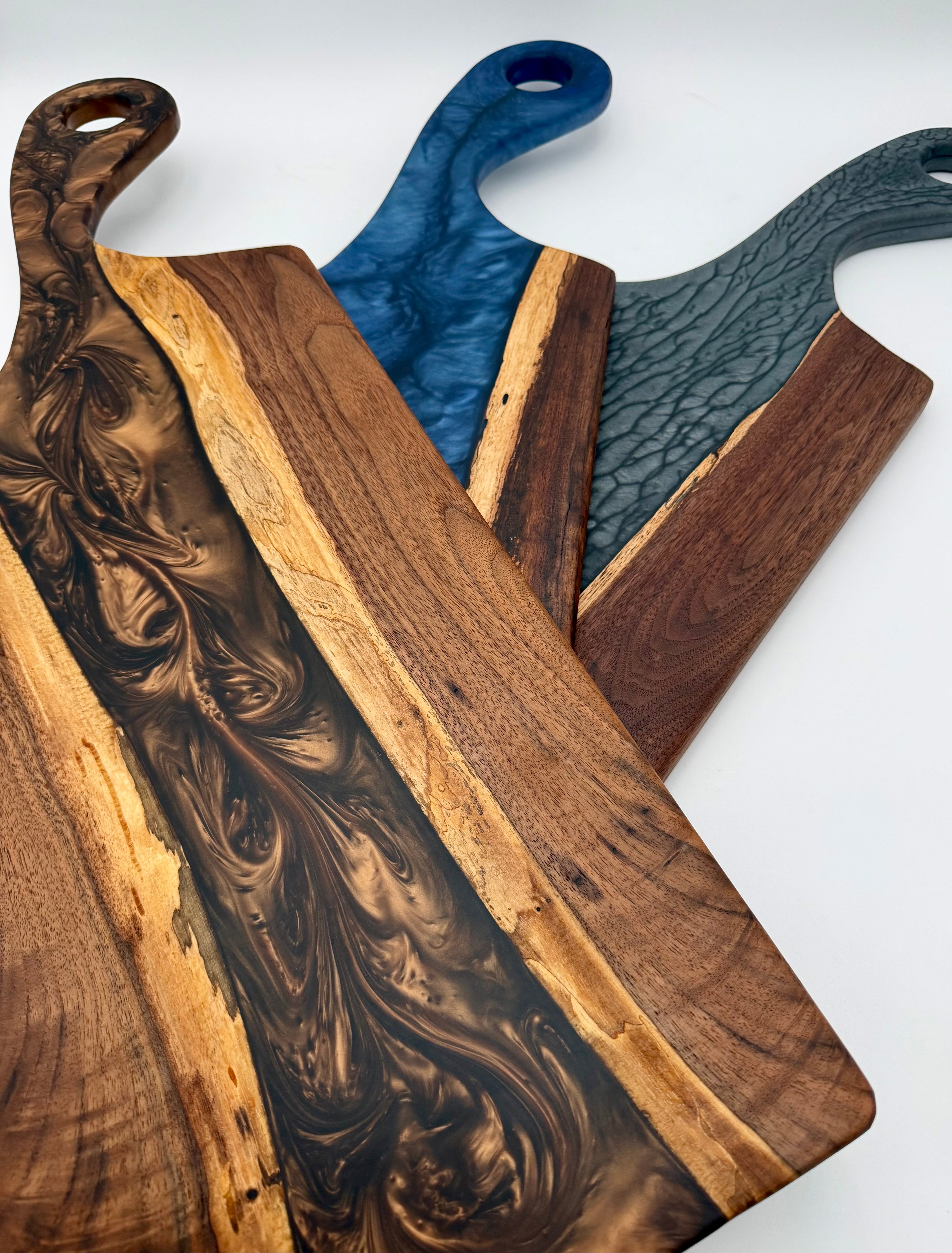 Handcrafted Epoxy Resin & Black Walnut Charcuterie Paddle Board | Serving & Cheese Board