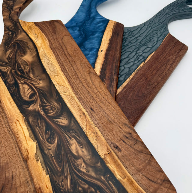 Handcrafted Epoxy Resin & Wood Charcuterie Paddle Board | Serving & Cheese Board