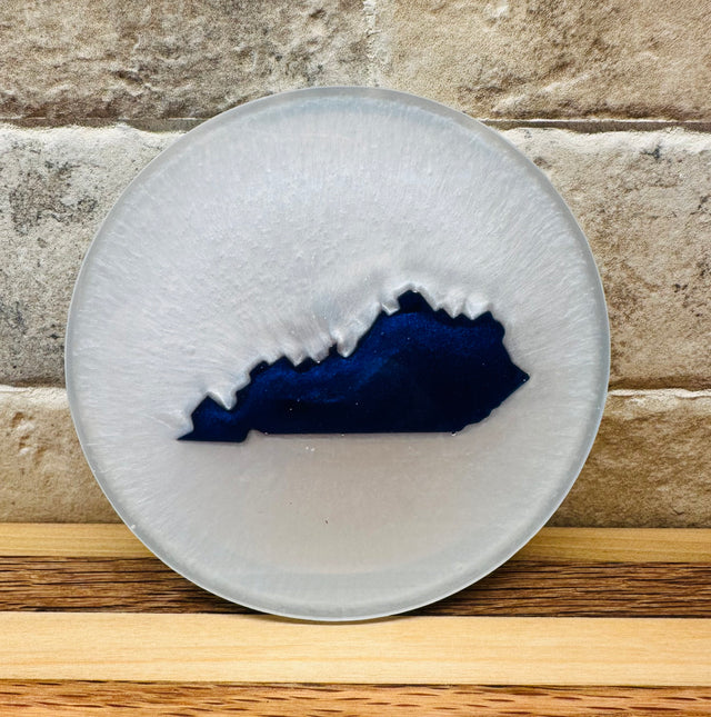 Handcrafted Kentucky Blue Resin Coasters with White Kentucky resin Inlay, Set of 4