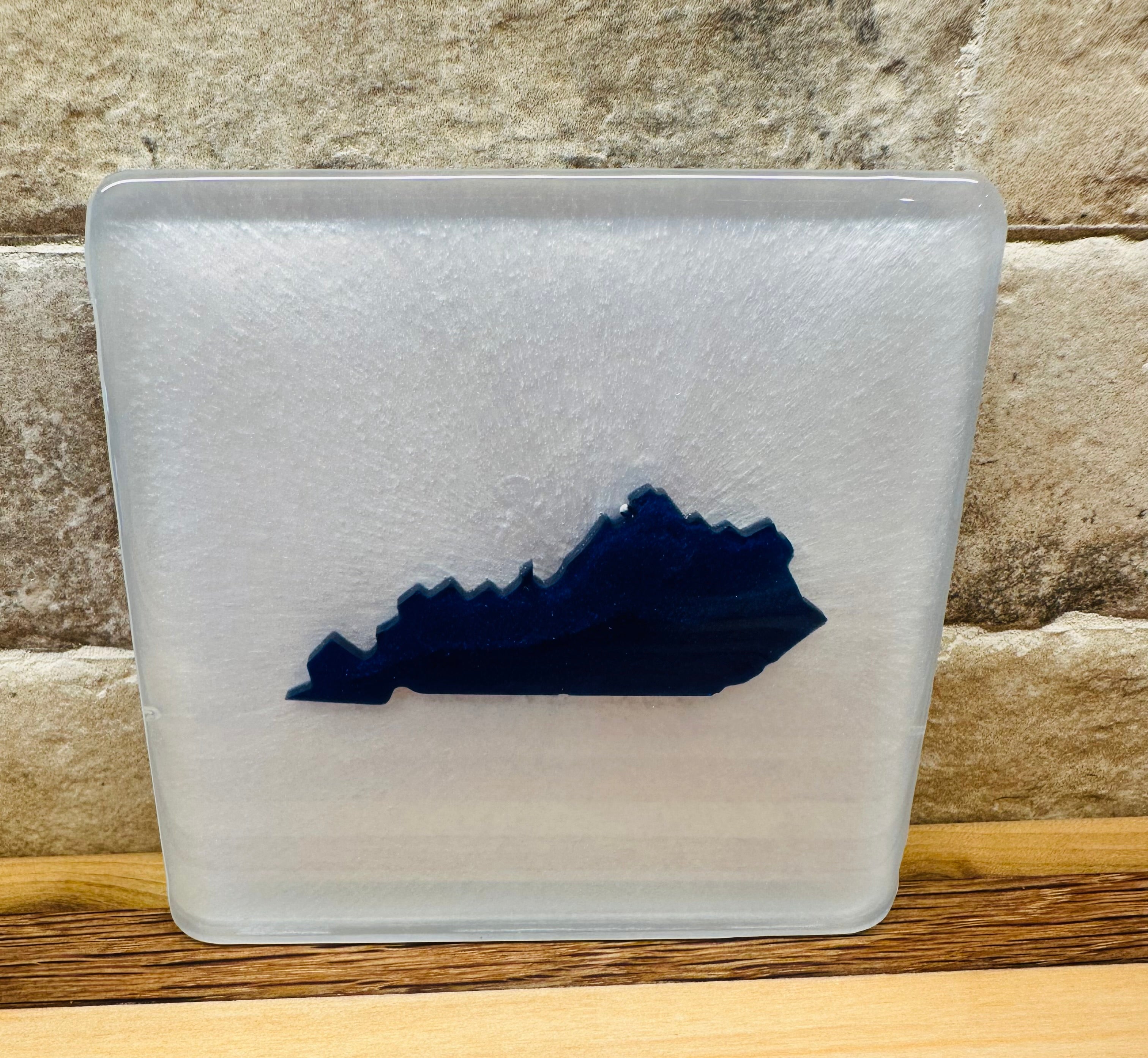 Handcrafted Kentucky Blue Resin Coasters with White Kentucky resin Inlay, Set of 4