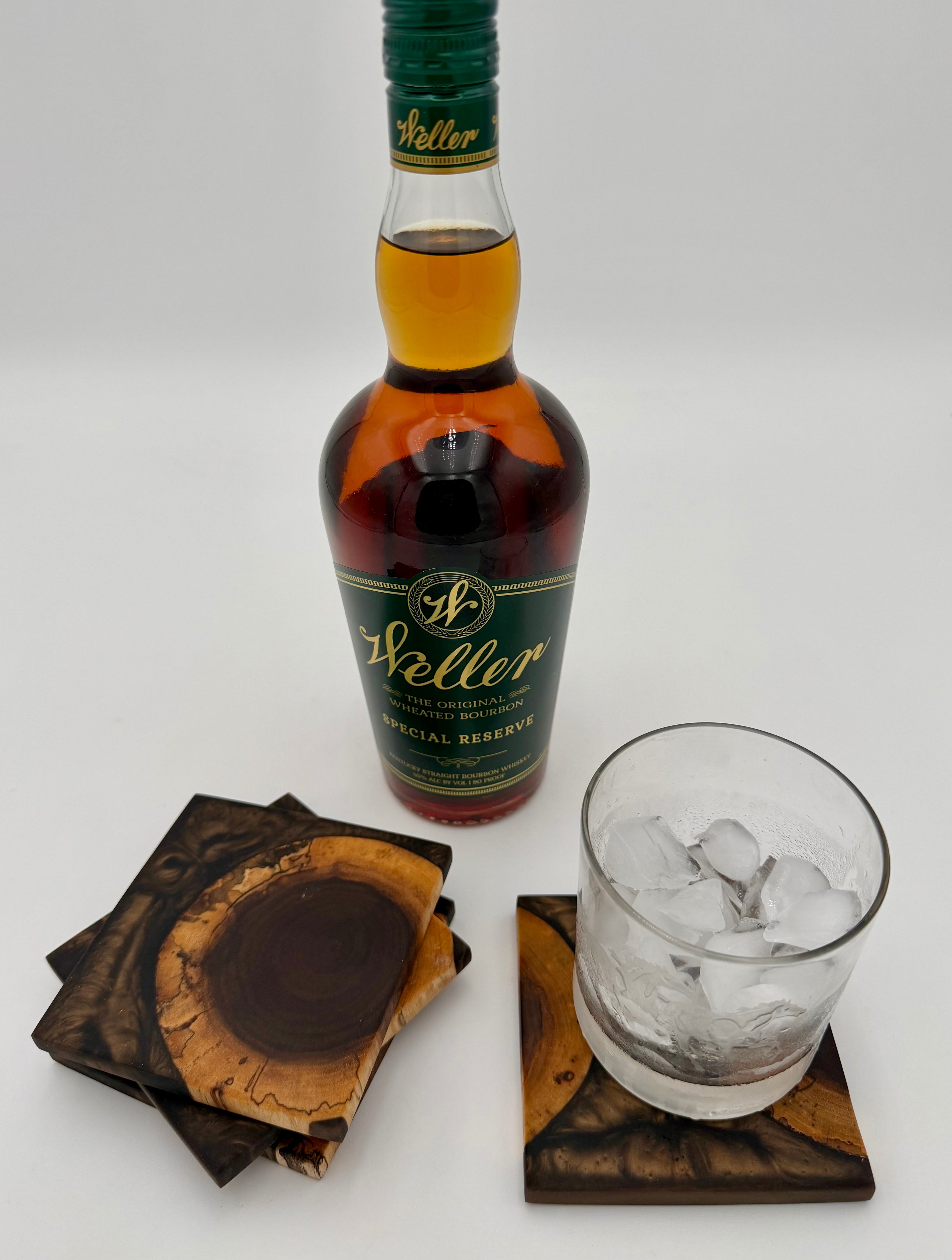 Handcrafted End Grain Wood & Epoxy Resin Coaster Set | Modern Drink Coasters -Set of 4