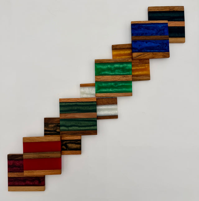 Handcrafted Reclaimed Tobacco Stick & Epoxy Resin Coaster Set | Rustic Drink Coasters -Set of 4