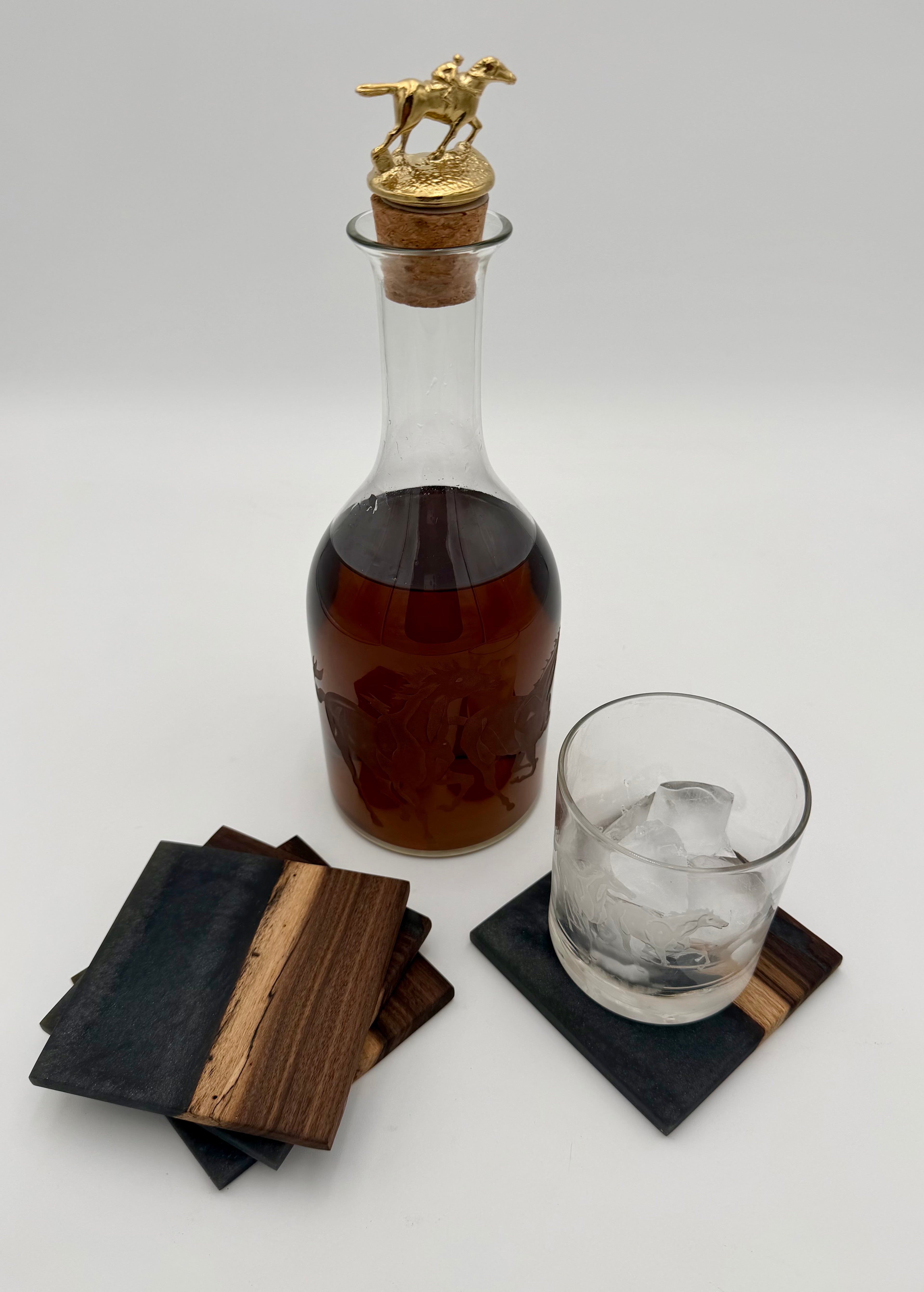 Handcrafted Live Edge Black Walnut and Resin Coasters, Set of 4