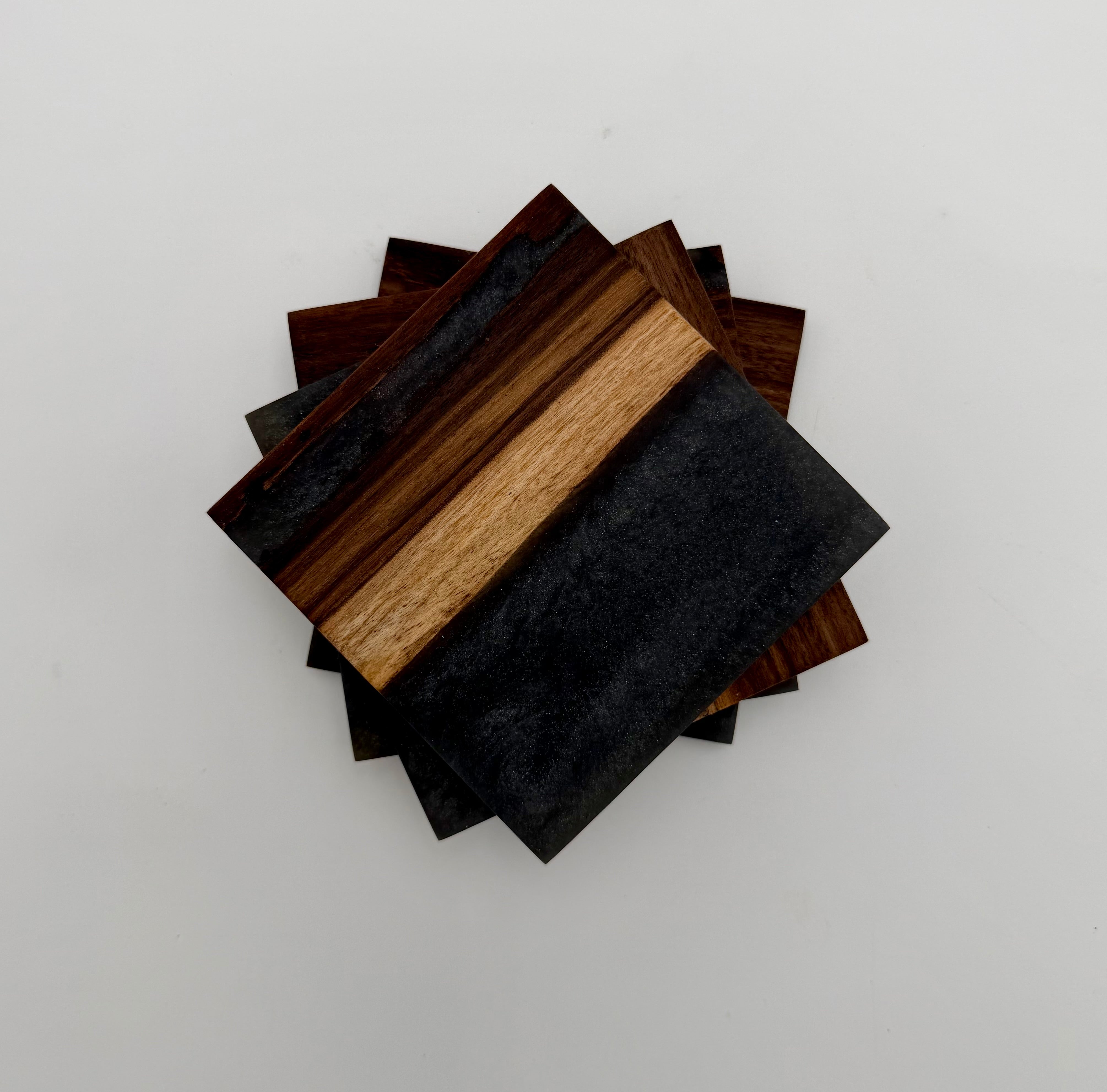 Handcrafted Live Edge Black Walnut and Resin Coasters, Set of 4