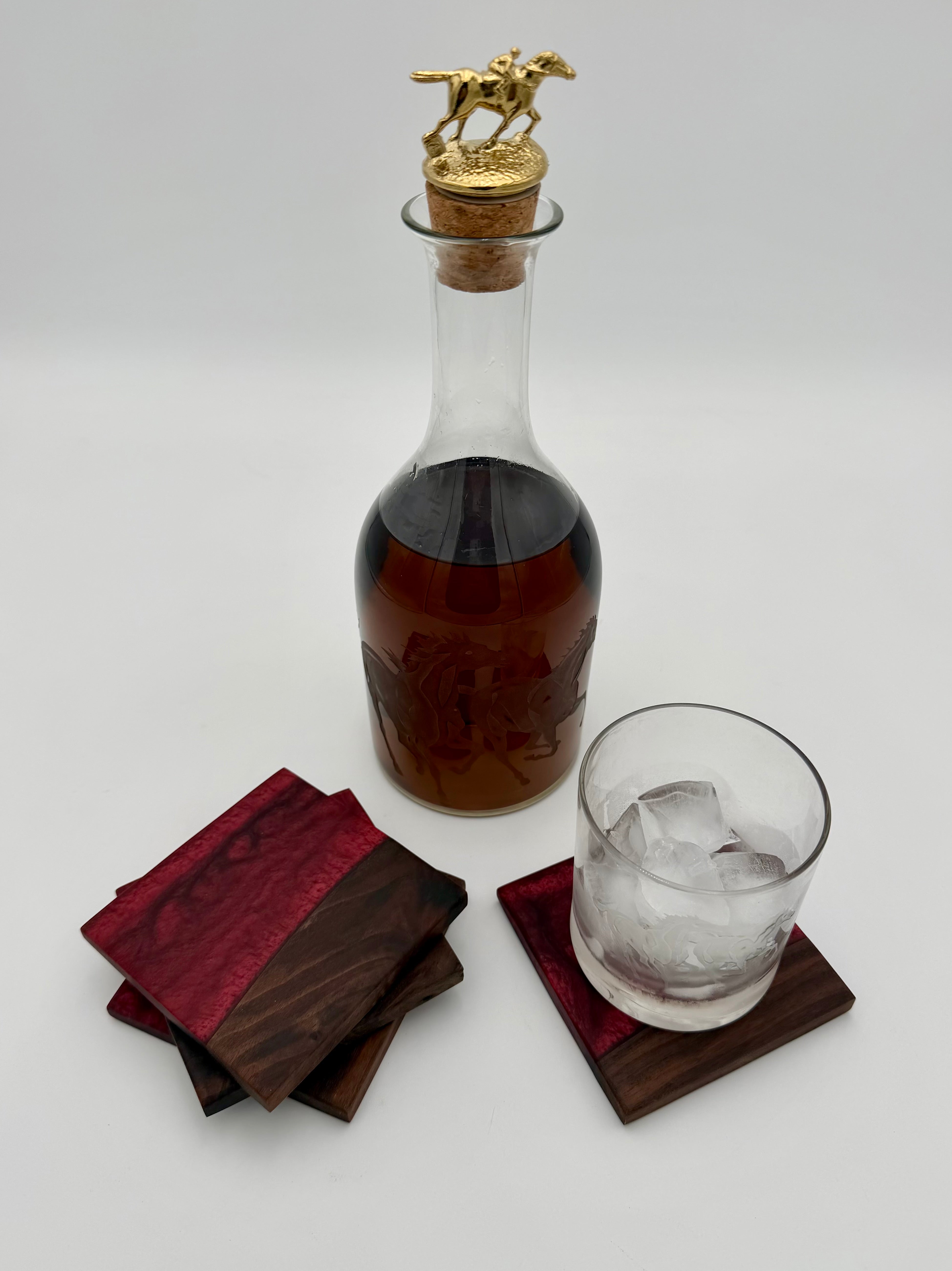 Handcrafted Live Edge Black Walnut and Resin Coasters, Set of 4