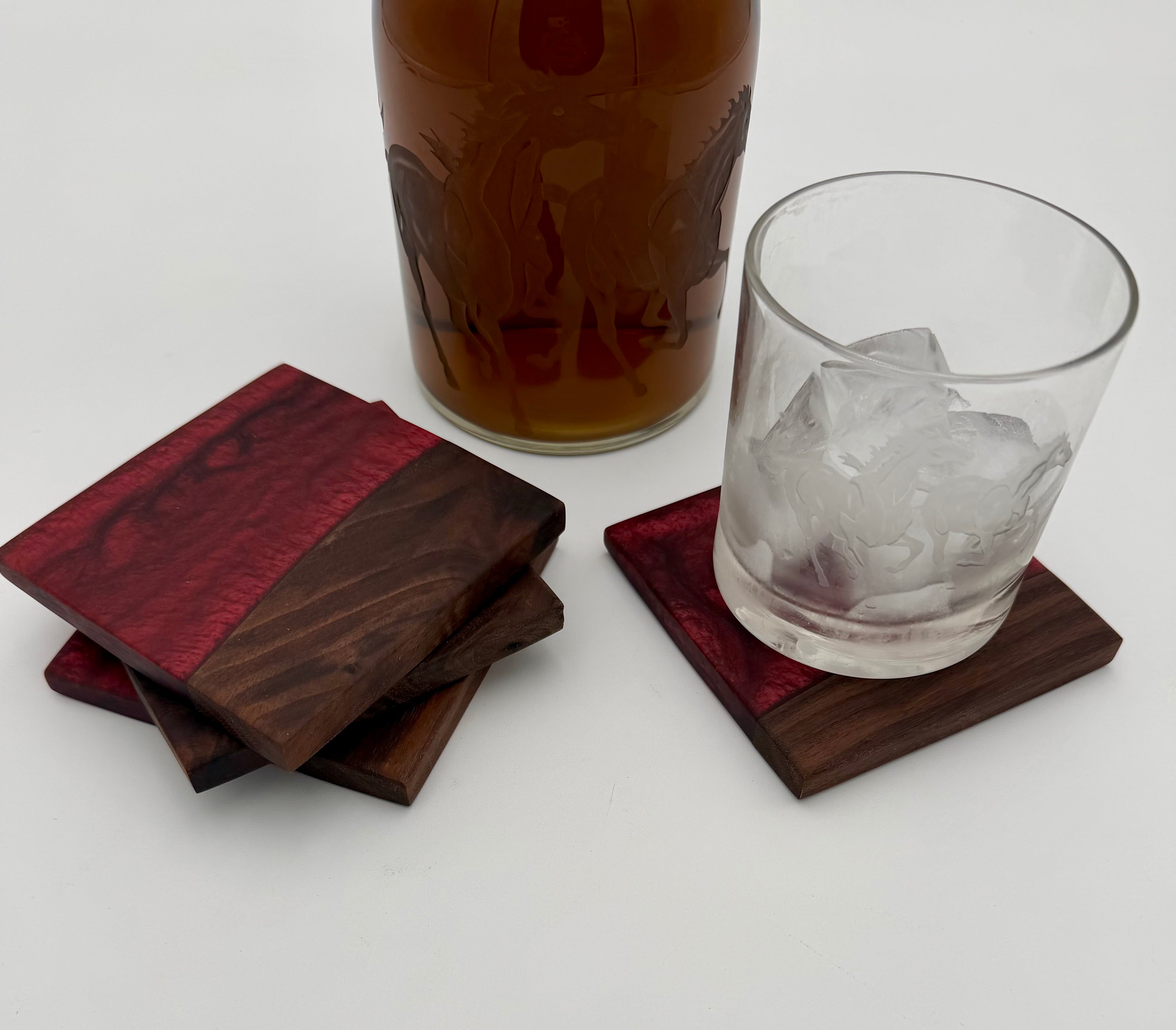 Handcrafted Live Edge Black Walnut and Resin Coasters, Set of 4
