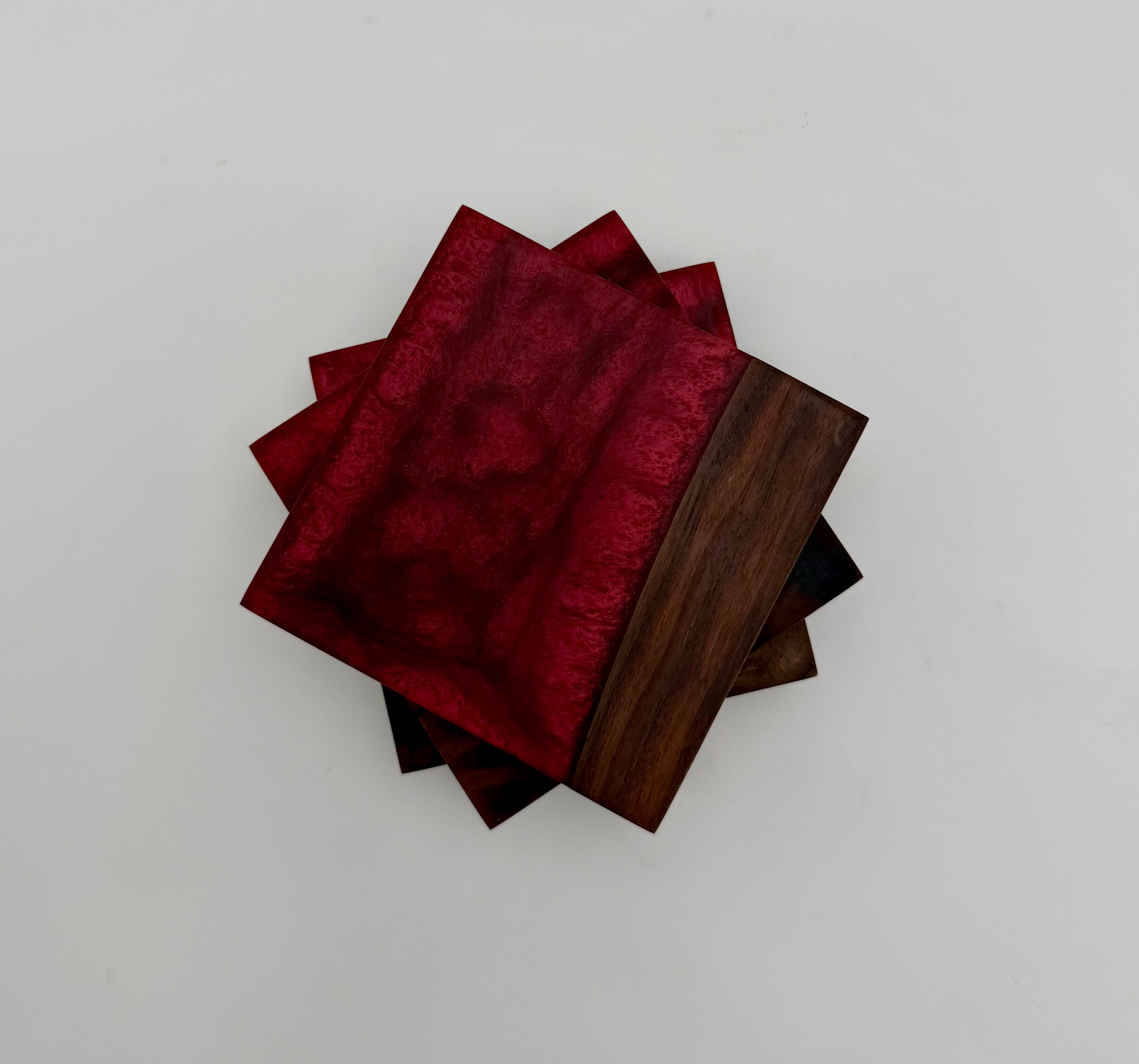 Handcrafted Live Edge Black Walnut and Resin Coasters, Set of 4