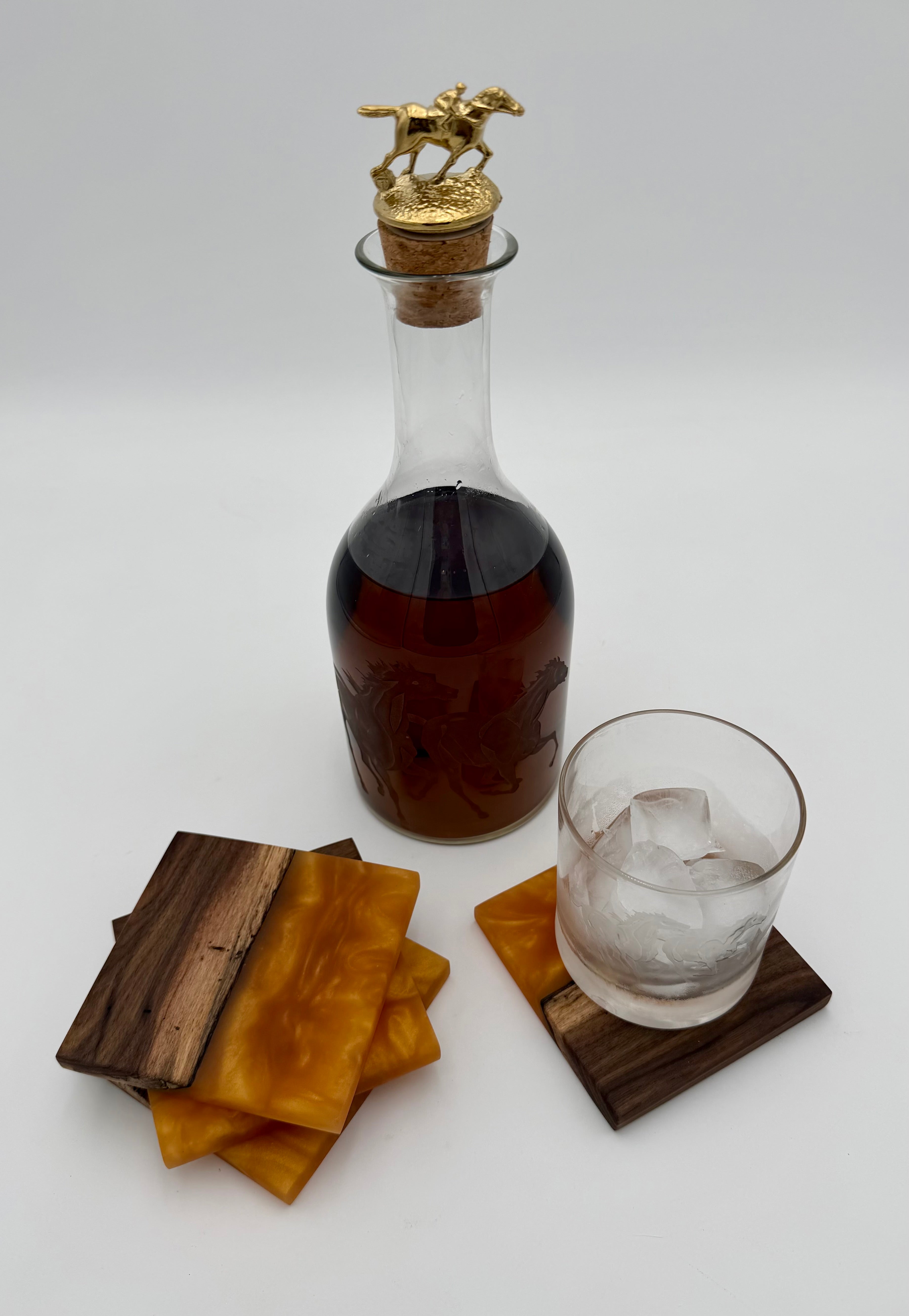 Handcrafted Live Edge Black Walnut and Resin Coasters, Set of 4