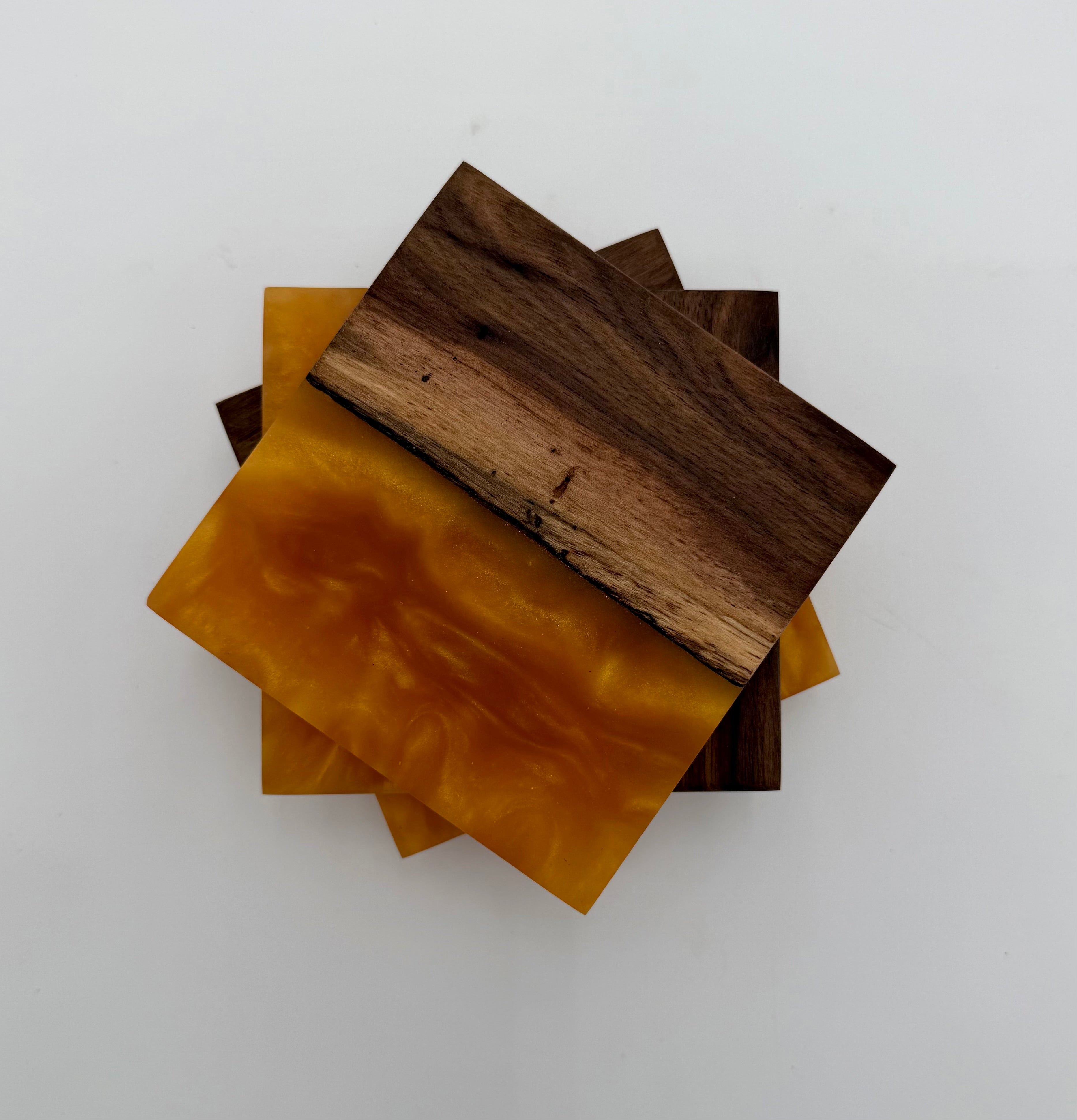 Handcrafted Live Edge Black Walnut and Resin Coasters, Set of 4