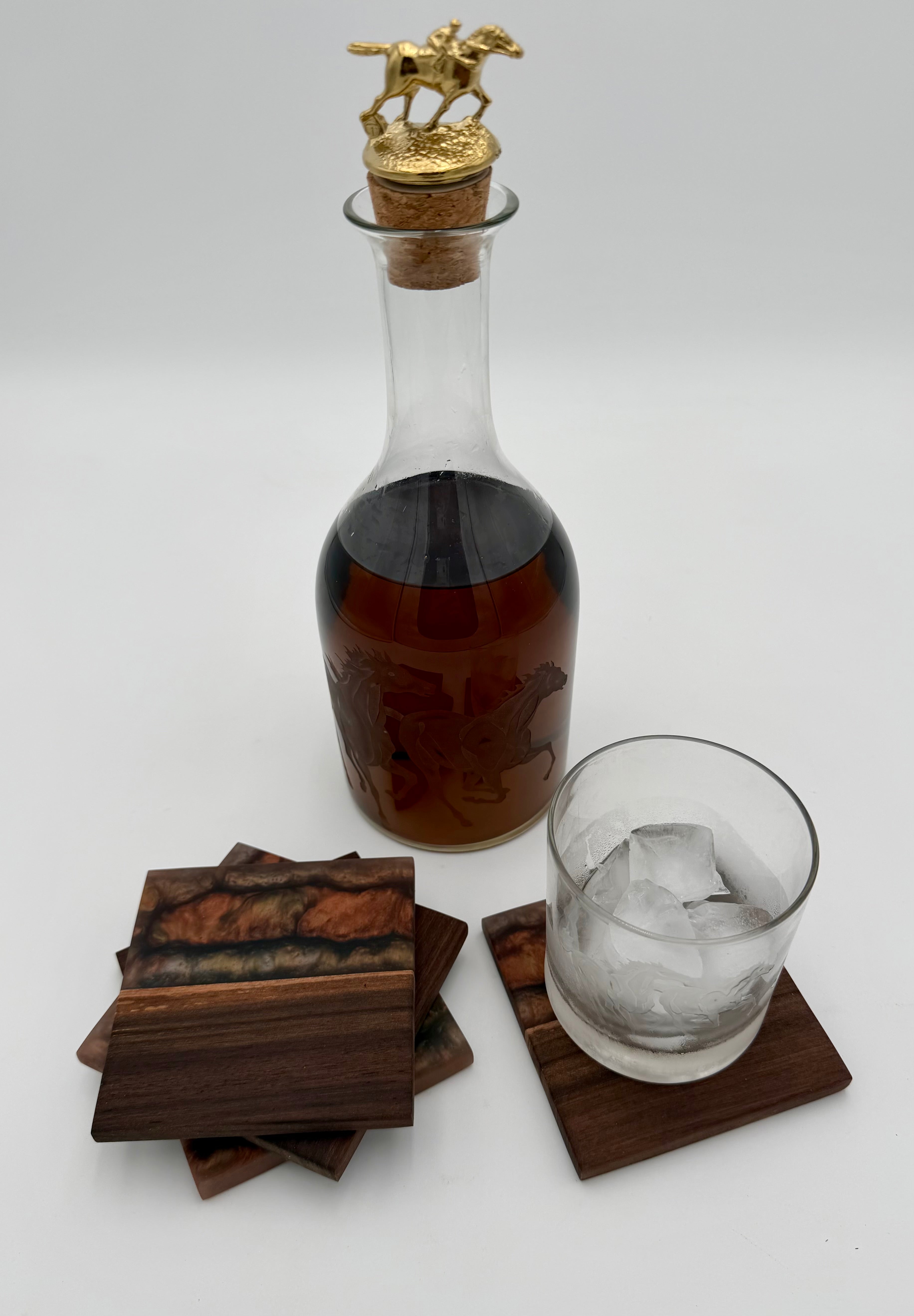 Handcrafted Live Edge Black Walnut and Resin Coasters, Set of 4