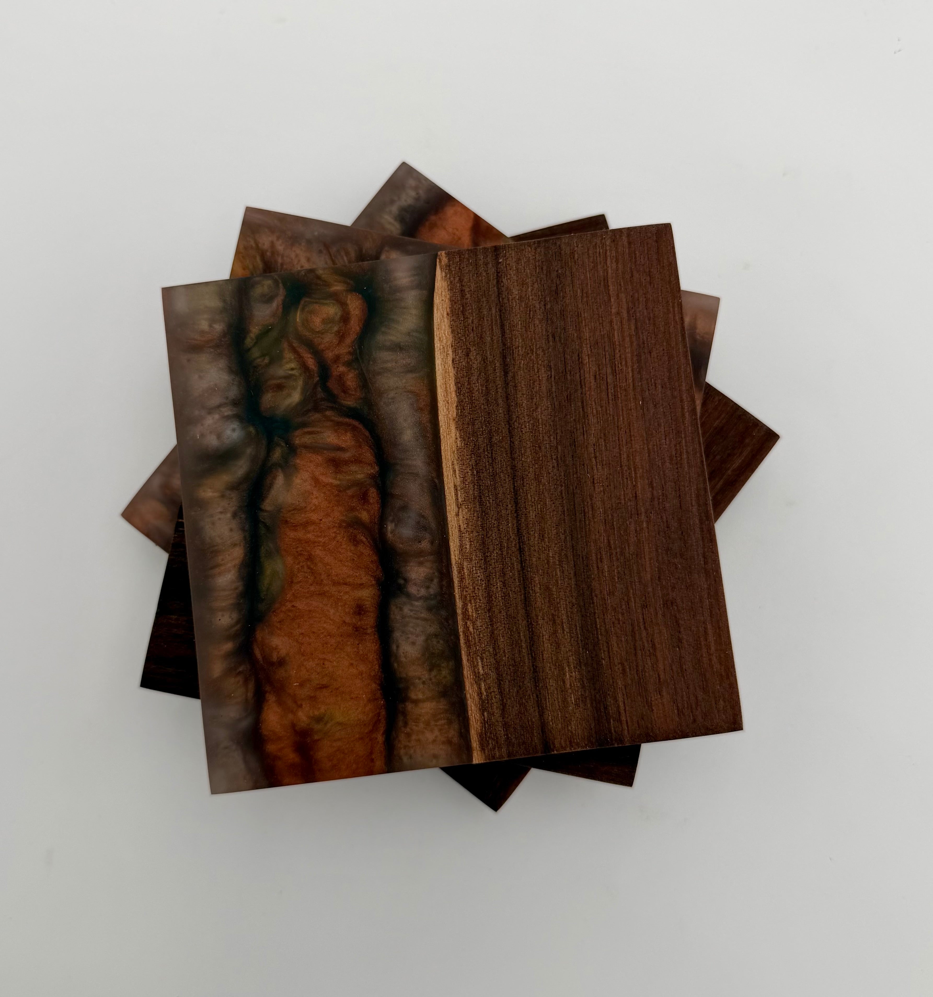 Handcrafted Live Edge Black Walnut and Resin Coasters, Set of 4