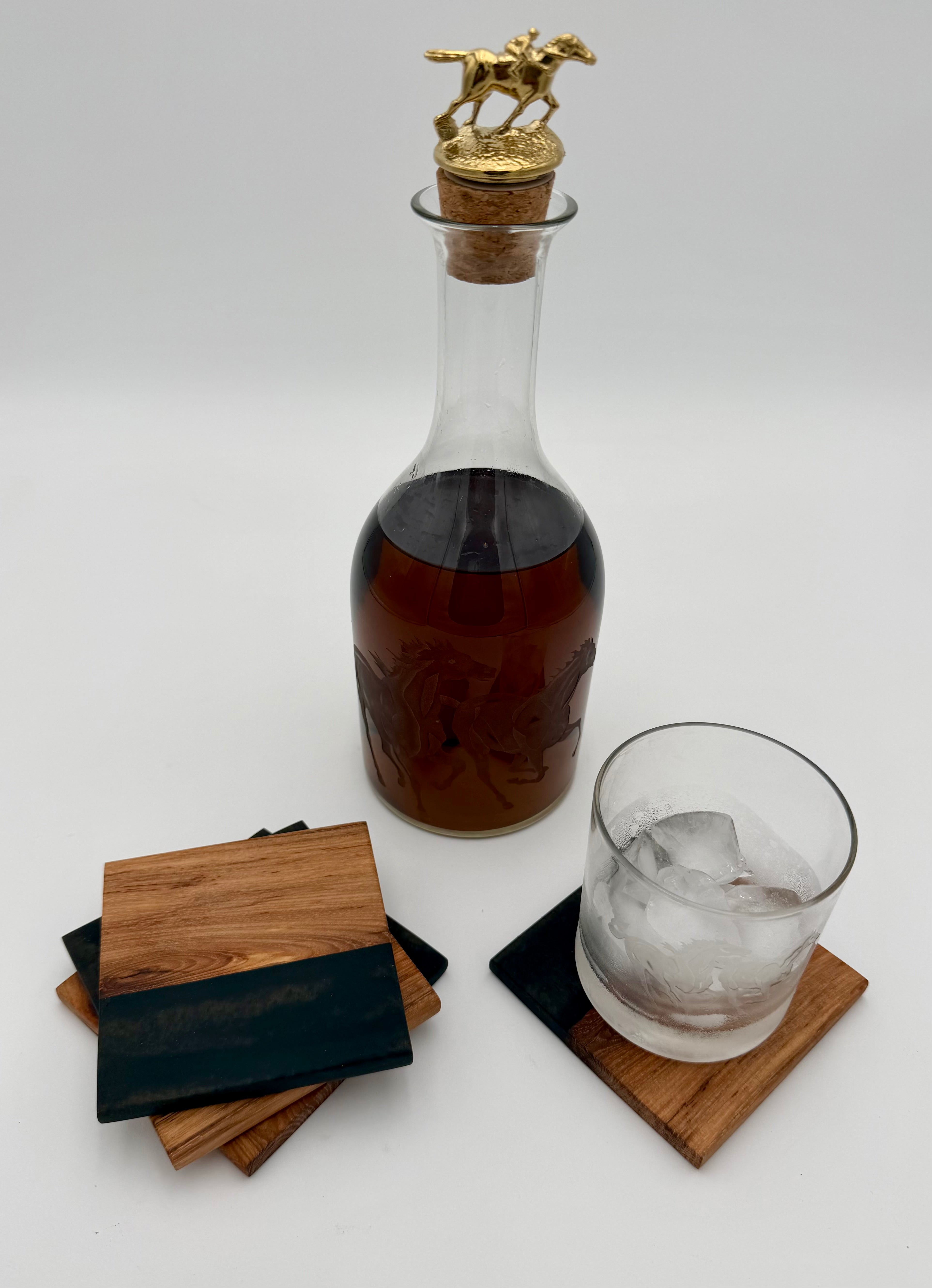 Handcrafted Live Edge Black Walnut and Resin Coasters, Set of 4