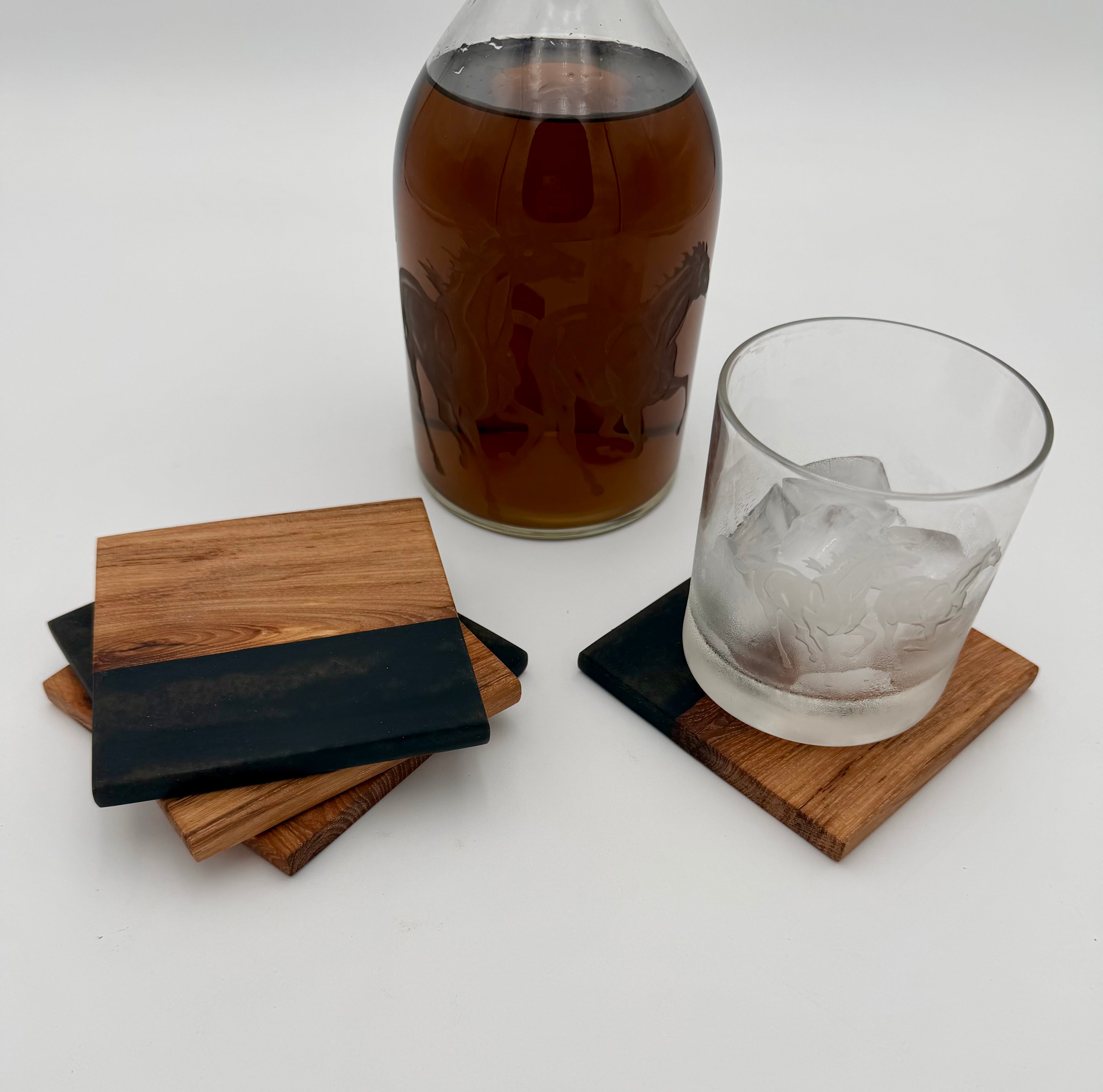Handcrafted Live Edge Black Walnut and Resin Coasters, Set of 4