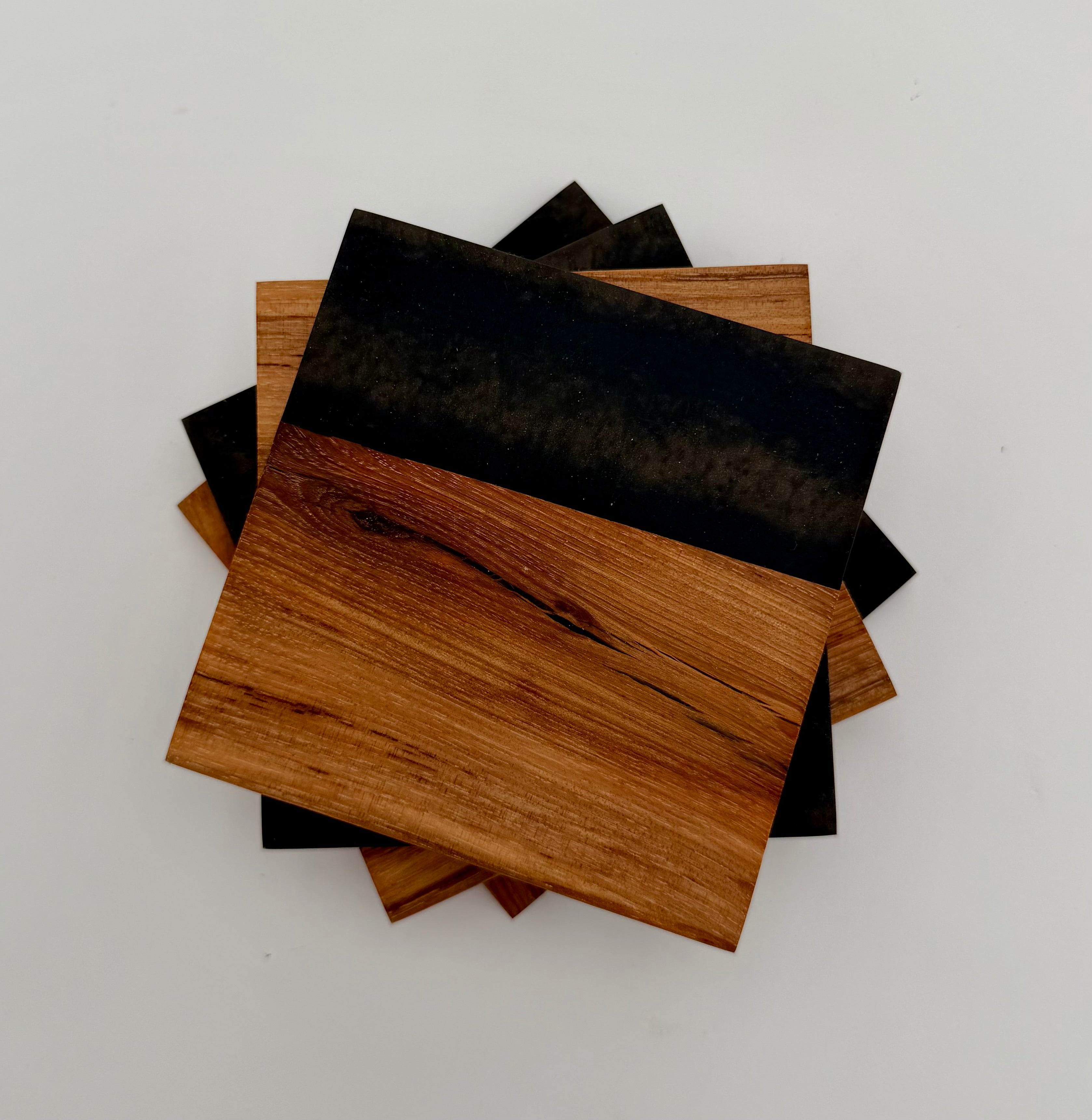 Handcrafted Live Edge Black Walnut and Resin Coasters, Set of 4
