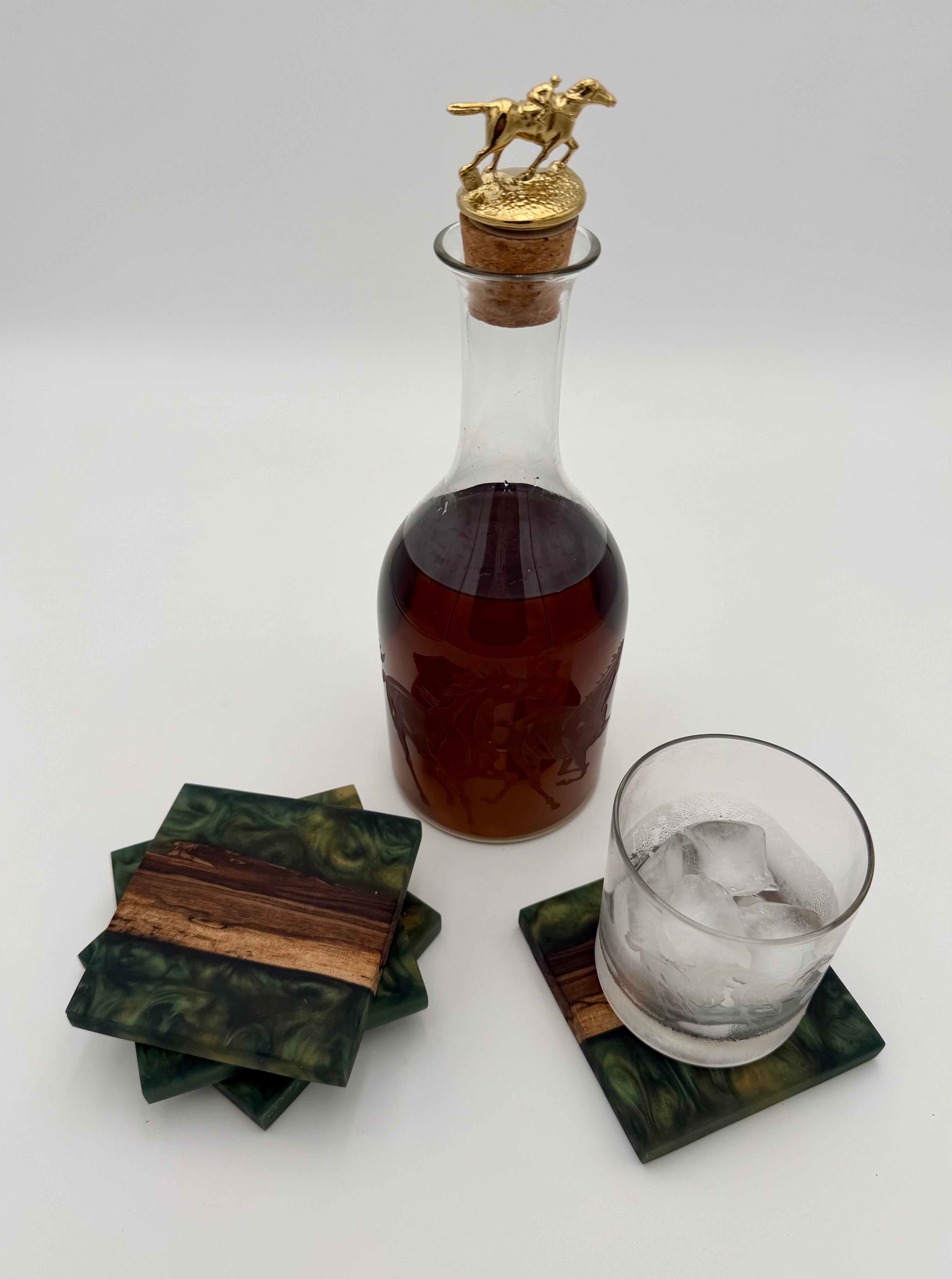 Handcrafted Live Edge Black Walnut and Resin Coasters, Set of 4