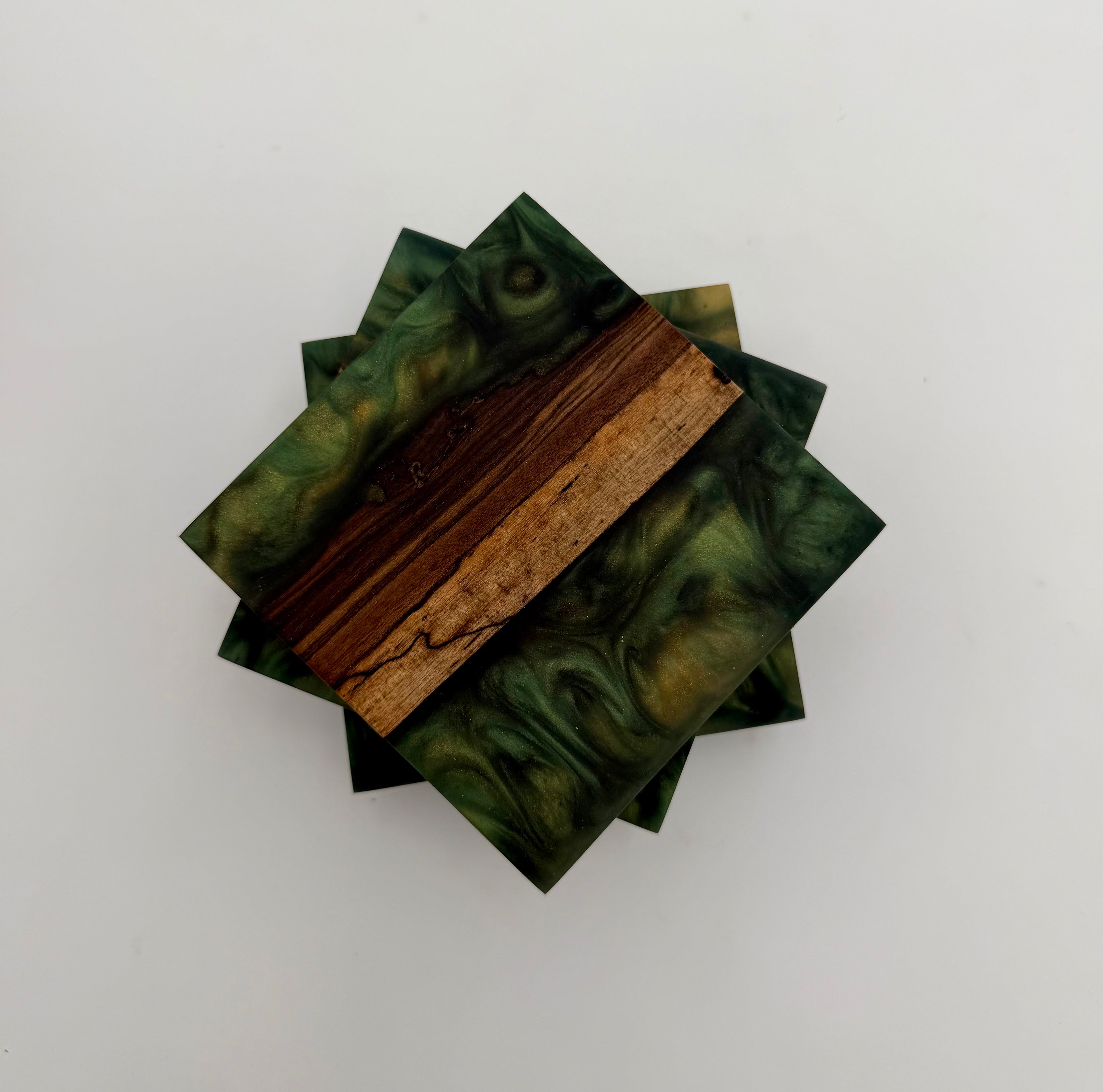 Handcrafted Live Edge Black Walnut and Resin Coasters, Set of 4
