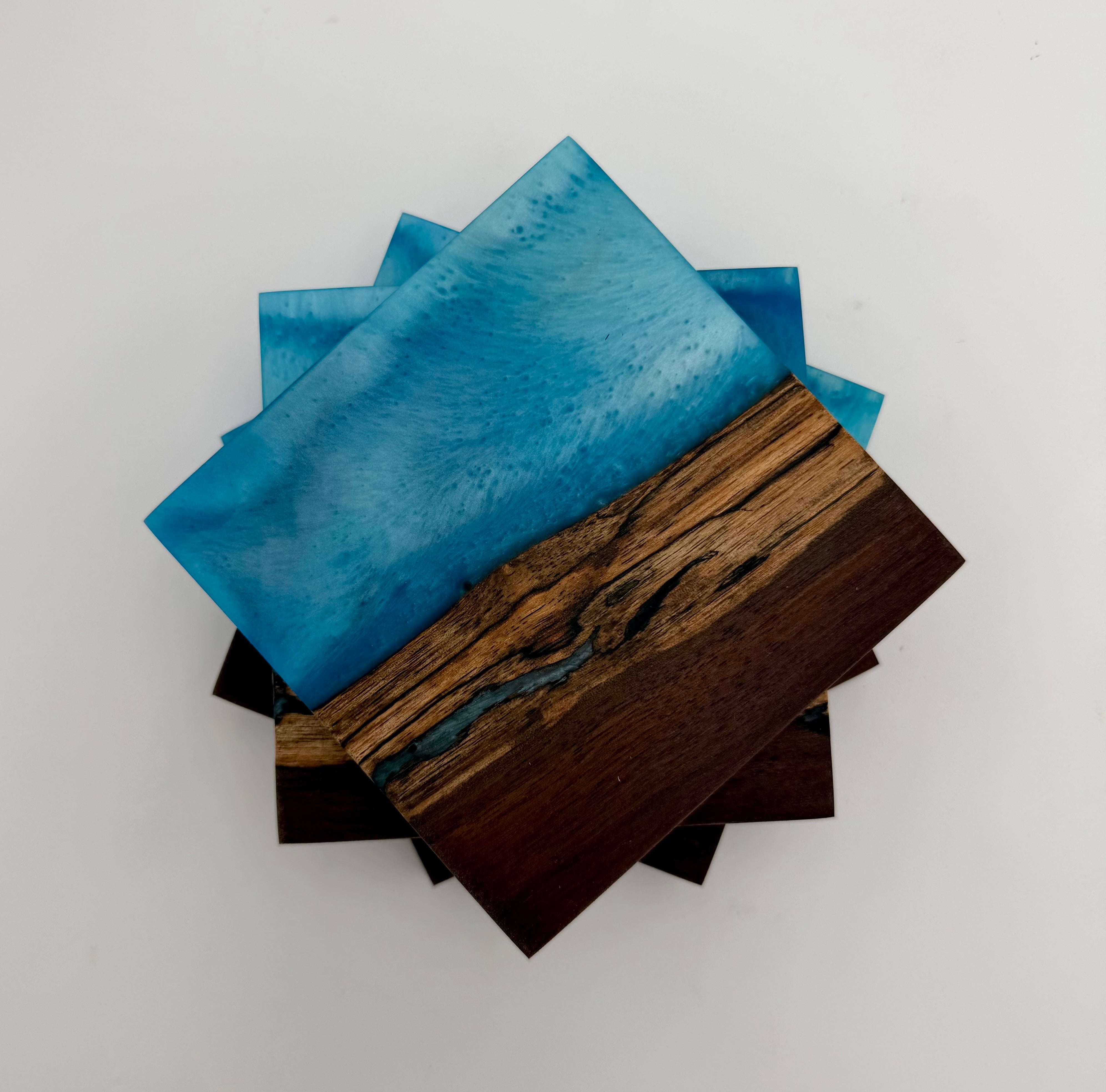 Handcrafted Live Edge Black Walnut and Resin Coasters, Set of 4