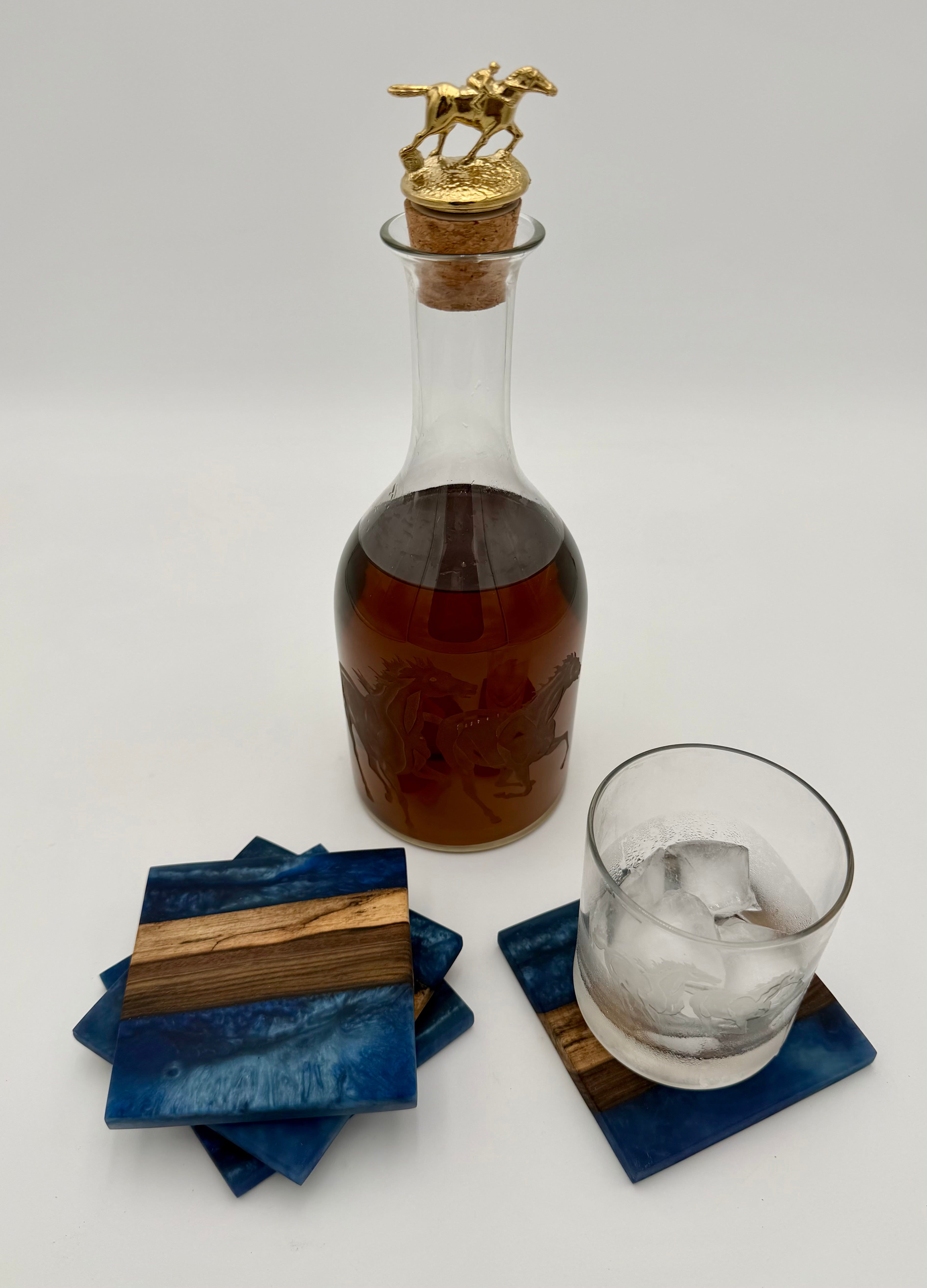Handcrafted Live Edge Black Walnut and Resin Coasters, Set of 4