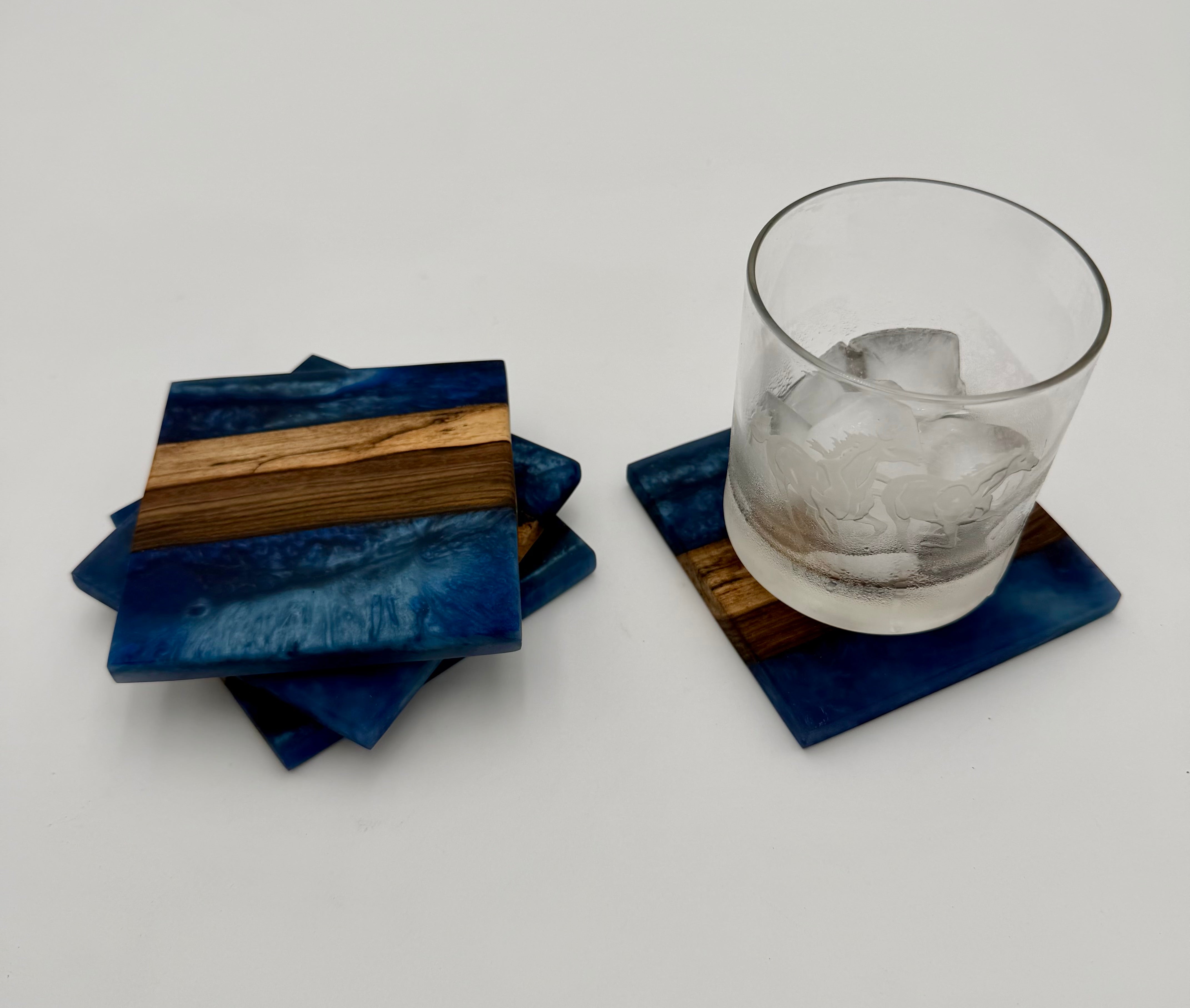 Handcrafted Live Edge Black Walnut and Resin Coasters, Set of 4