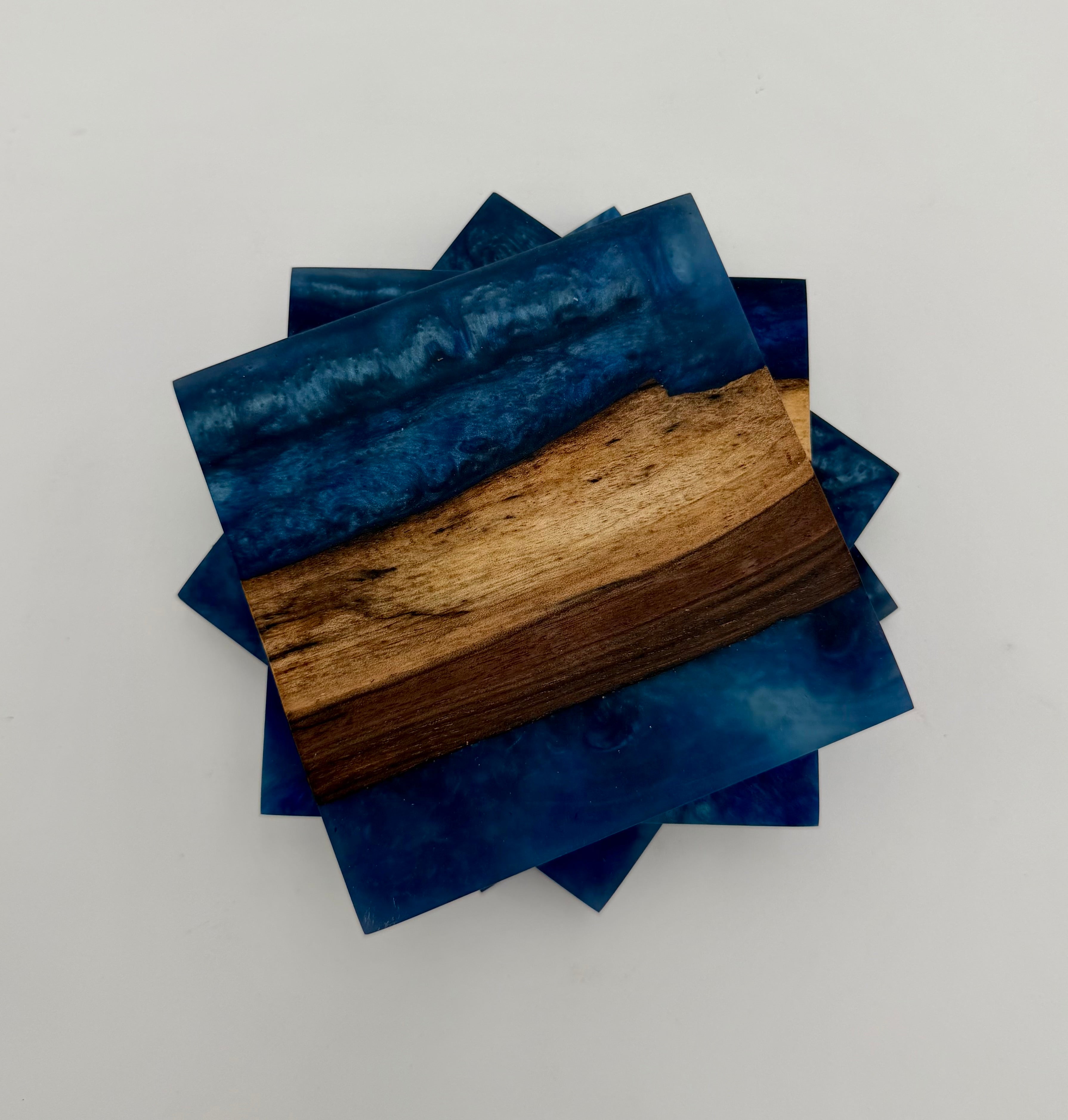Handcrafted Live Edge Black Walnut and Resin Coasters, Set of 4