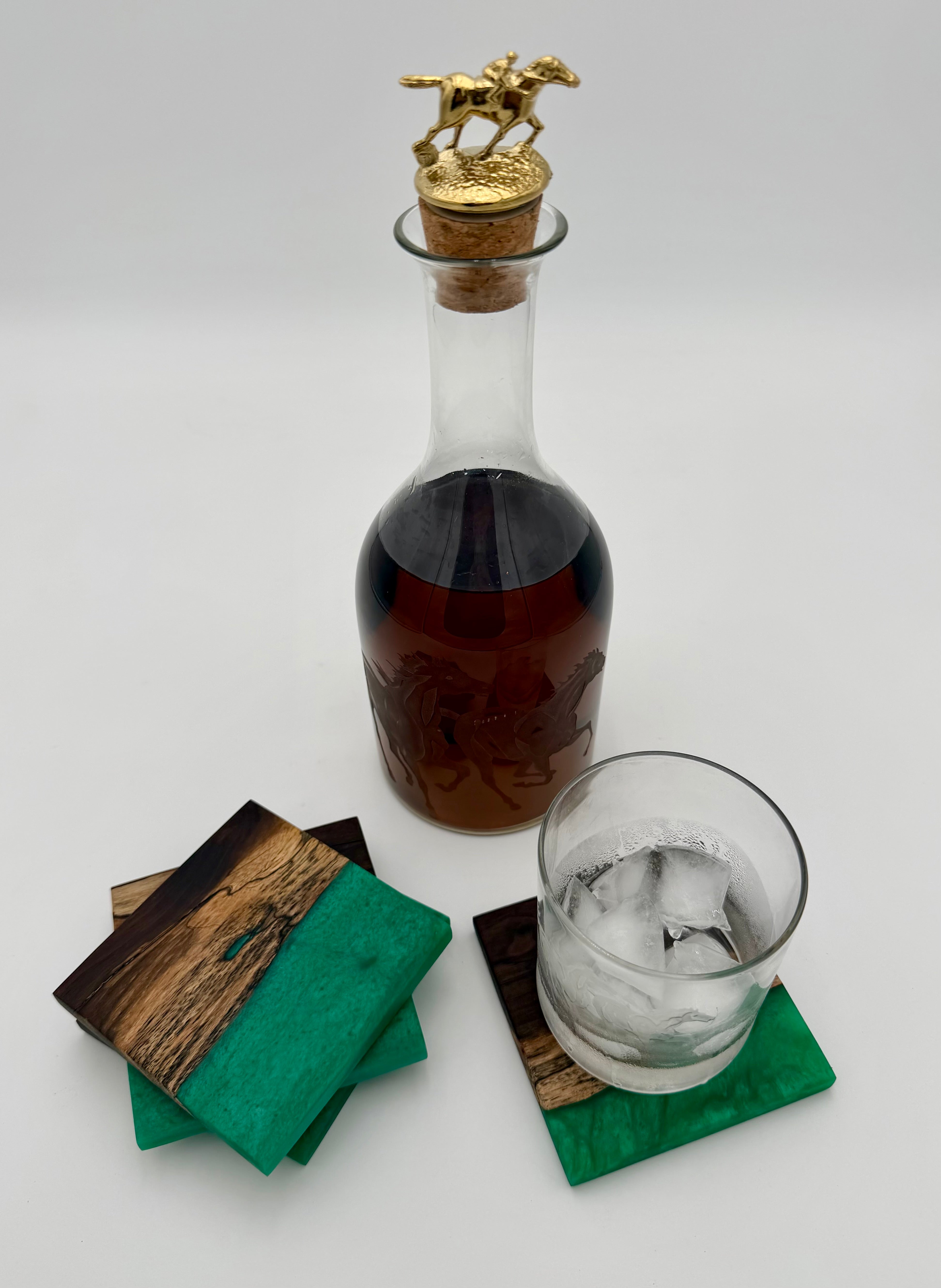 Handcrafted Live Edge Black Walnut and Resin Coasters, Set of 4