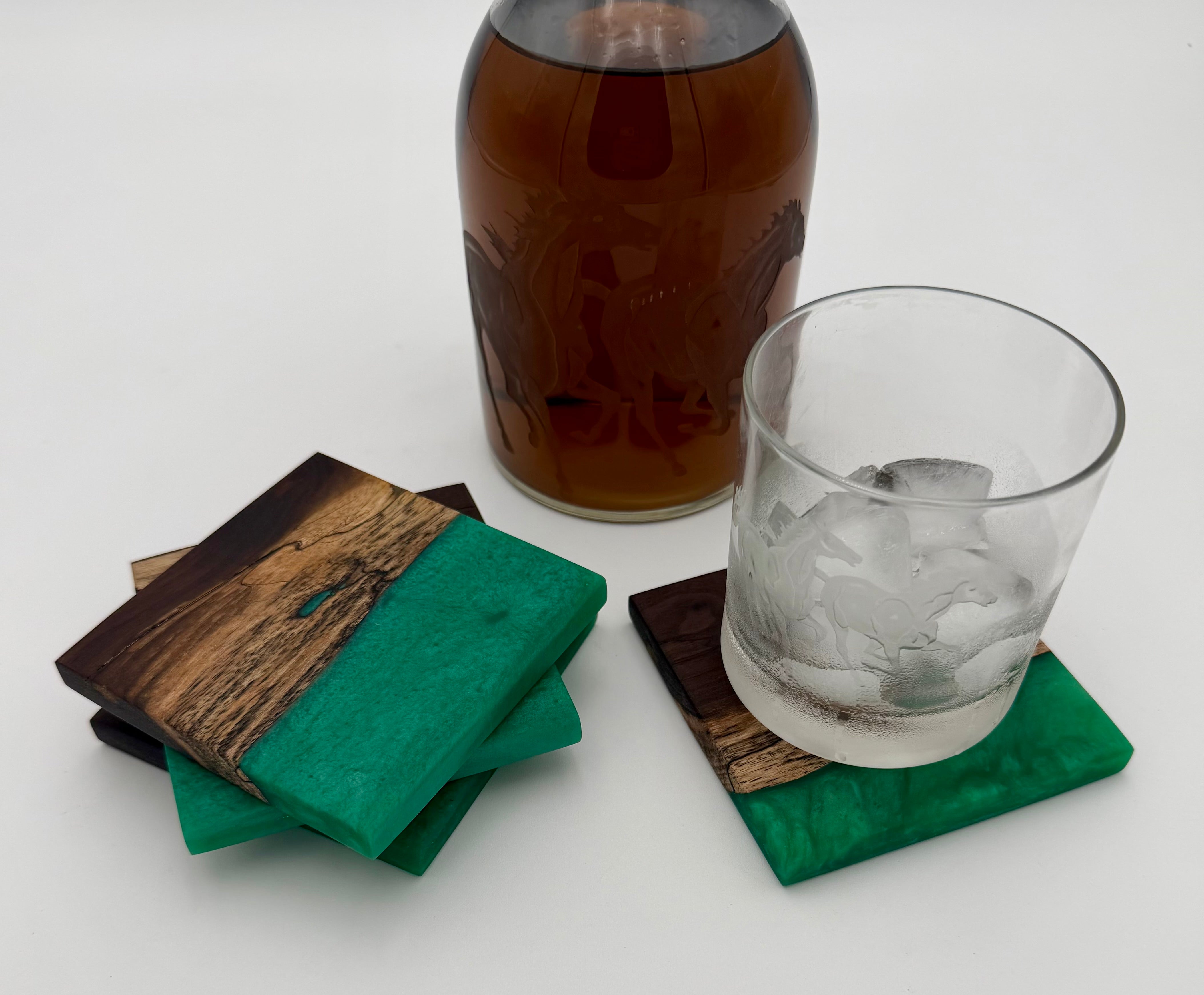 Handcrafted Live Edge Black Walnut and Resin Coasters, Set of 4
