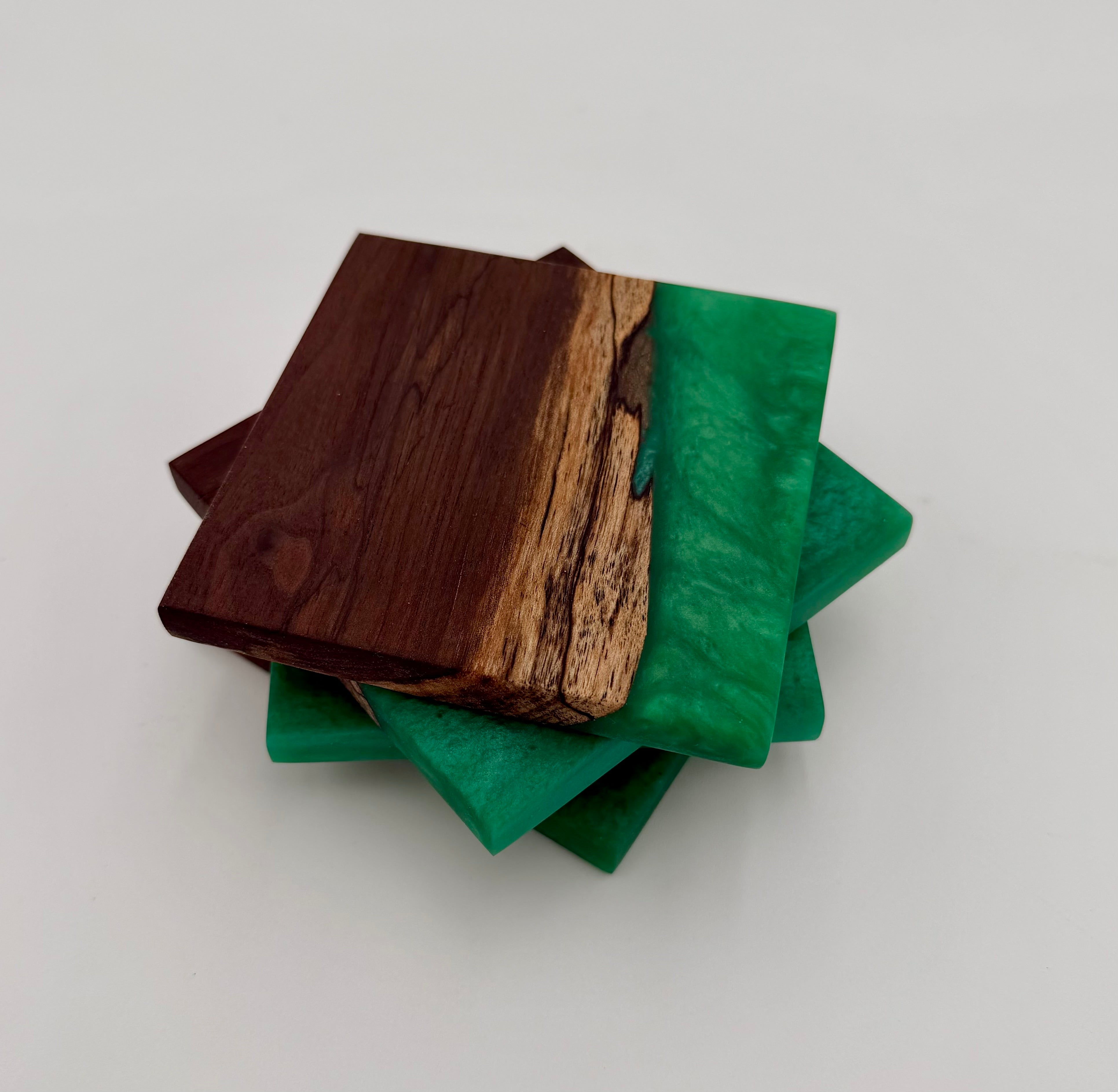 Handcrafted Live Edge Black Walnut and Resin Coasters, Set of 4