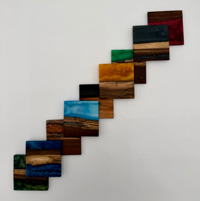 Handcrafted Live Edge Black Walnut and Resin Coasters, Set of 4